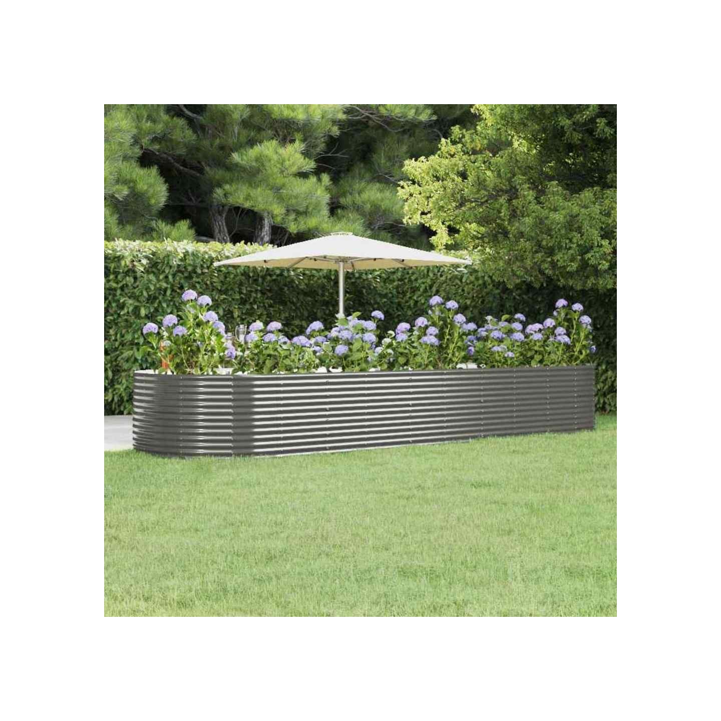 Lit surélevé de jardin Gris 447x140x68cm Acier galvanisé
