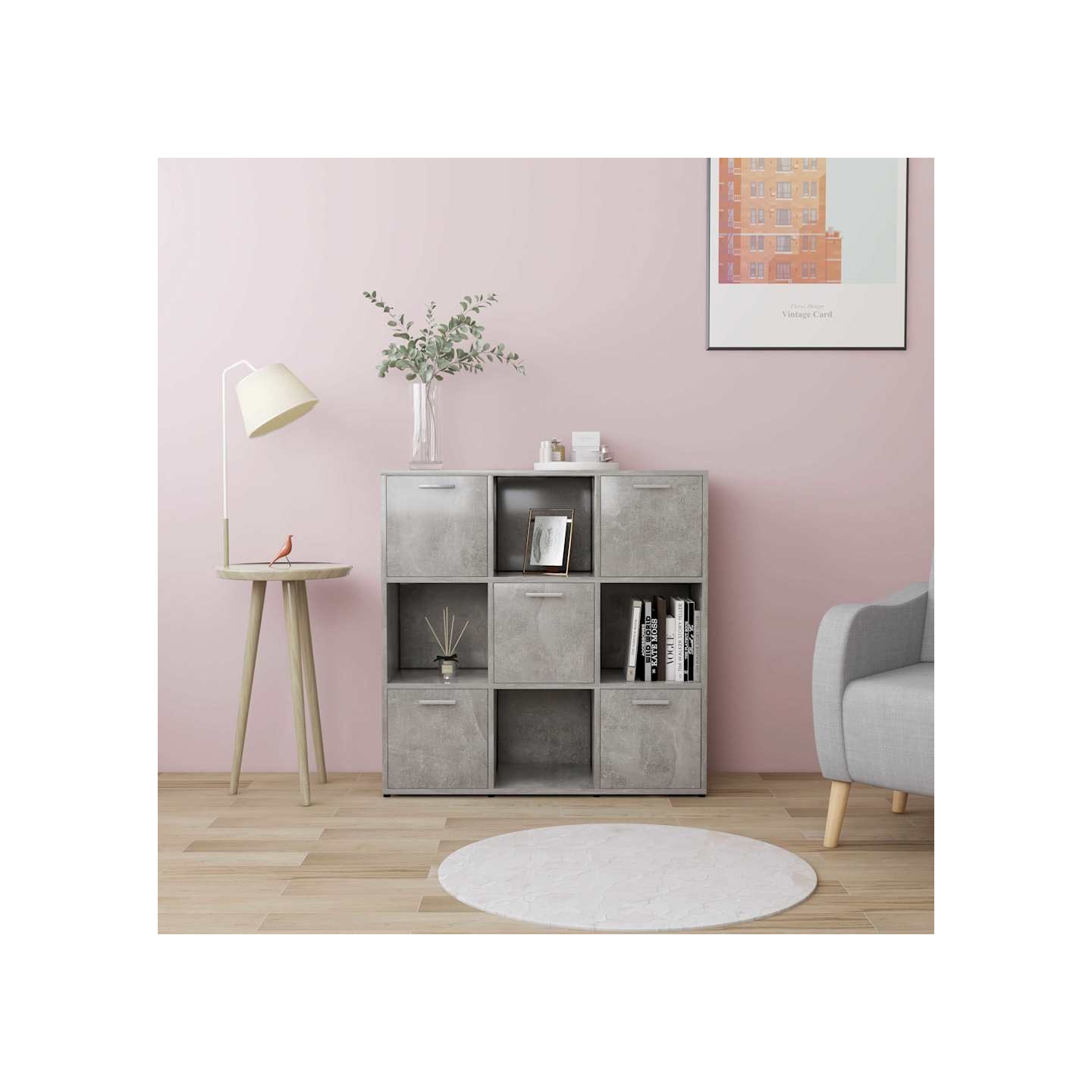 Bibliothèque Gris béton 90x30x90 cm Bois d’ingénierie