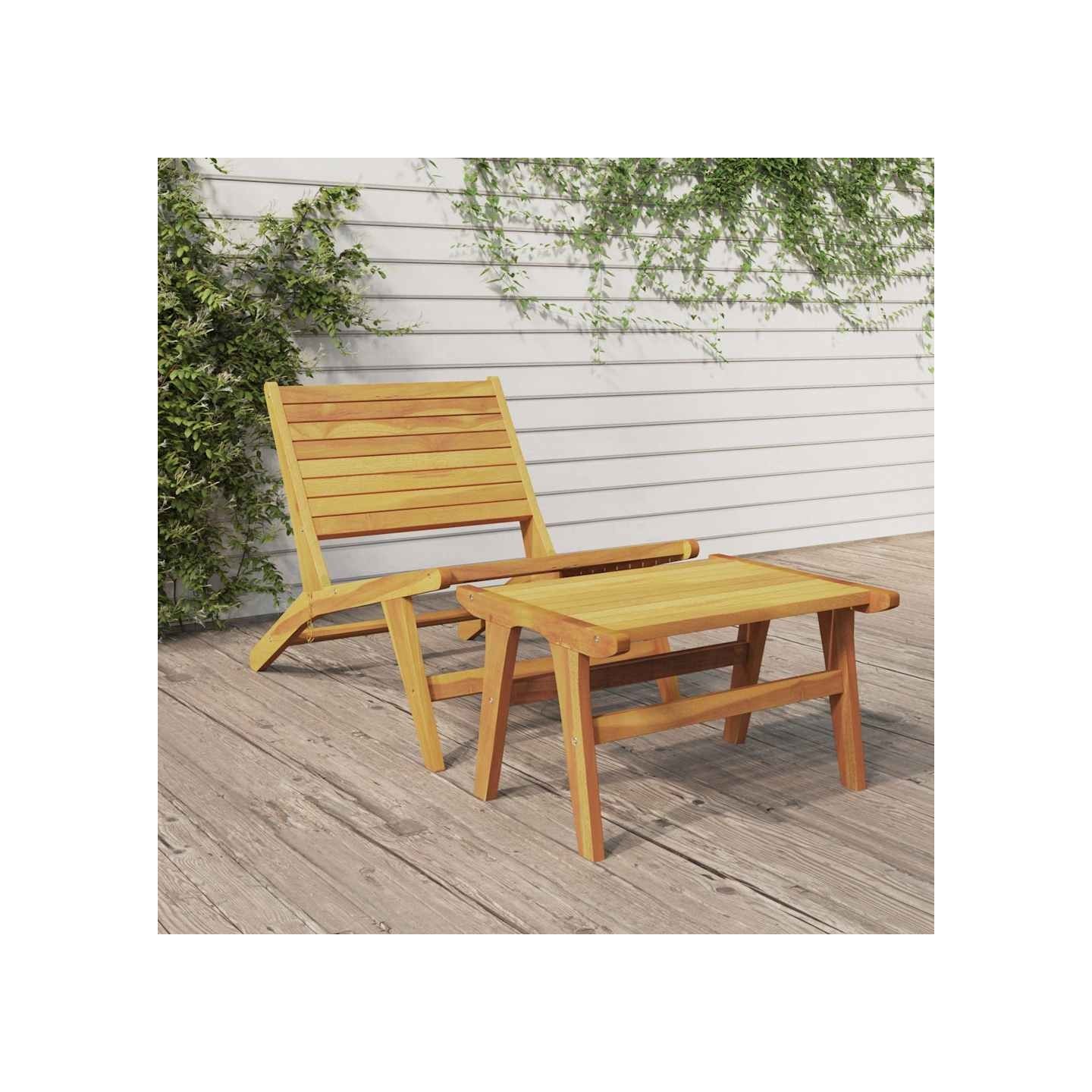 Chaise de jardin avec repose-pieds Bois de teck solide