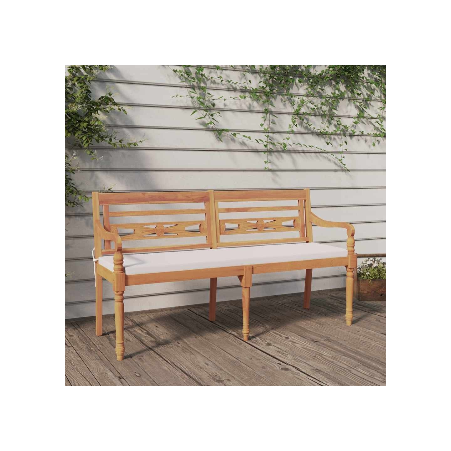 Banc Batavia avec coussin 150 cm Bois de teck massif