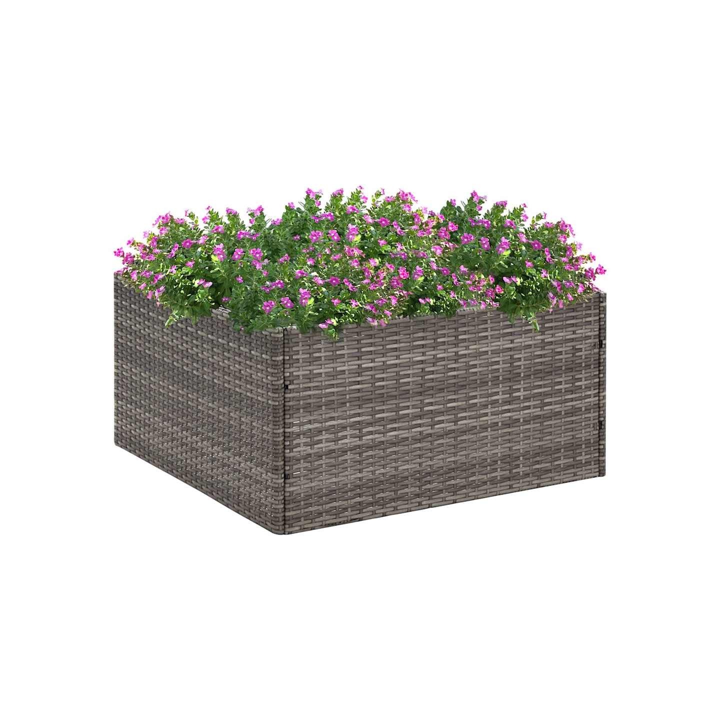 Jardinière Gris 80x80x40 cm Résine tressée