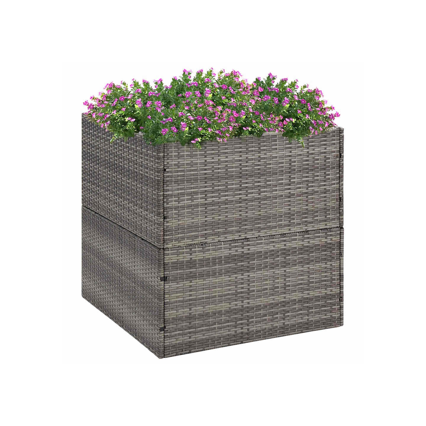 Jardinière Gris 80x80x80 cm Résine tressée