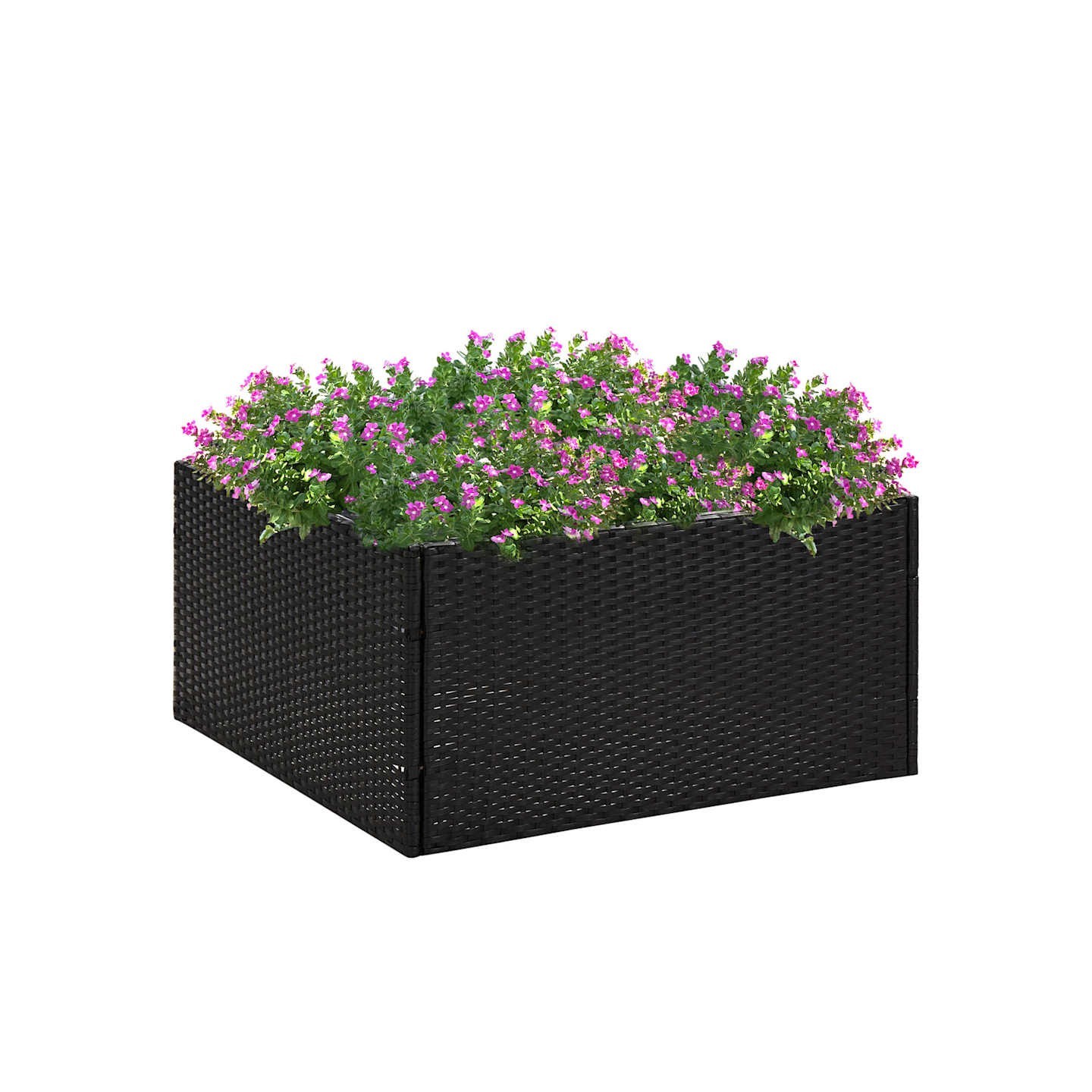 Jardinière Noir 80x80x40 cm Résine tressée