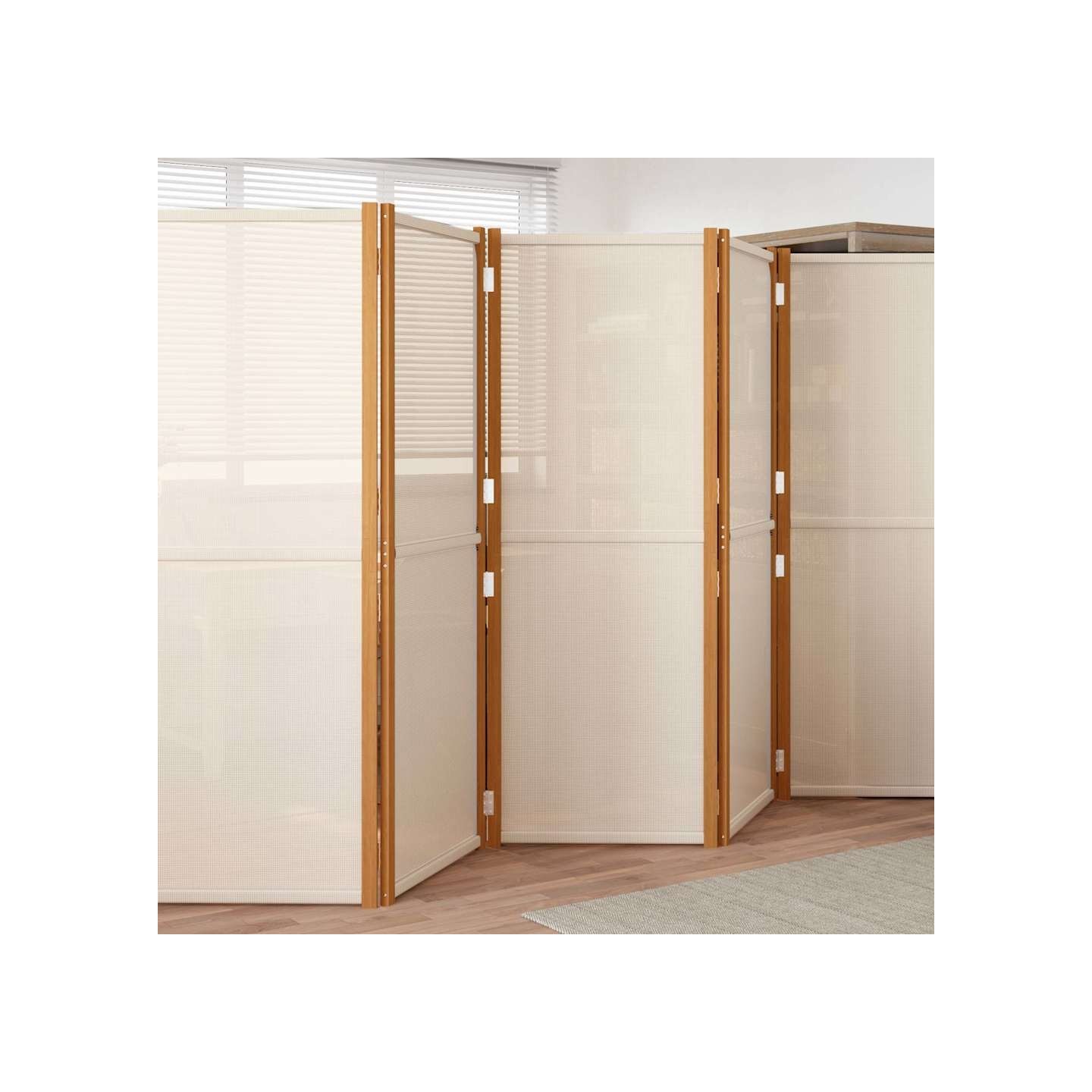 Cloison de séparation 6 panneaux Blanc crème 420x180 cm