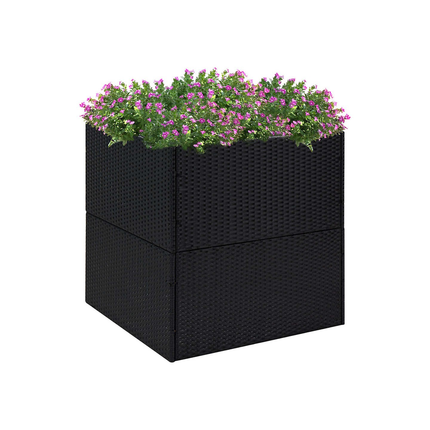 Jardinière Noir 80x80x80 cm Résine tressée