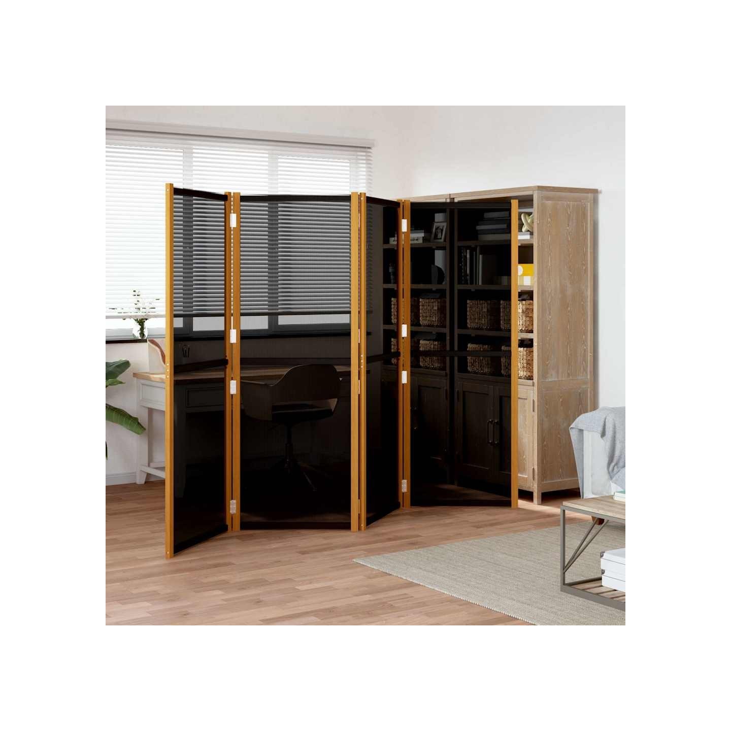 Cloison de séparation 4 panneaux Noir 280x180 cm
