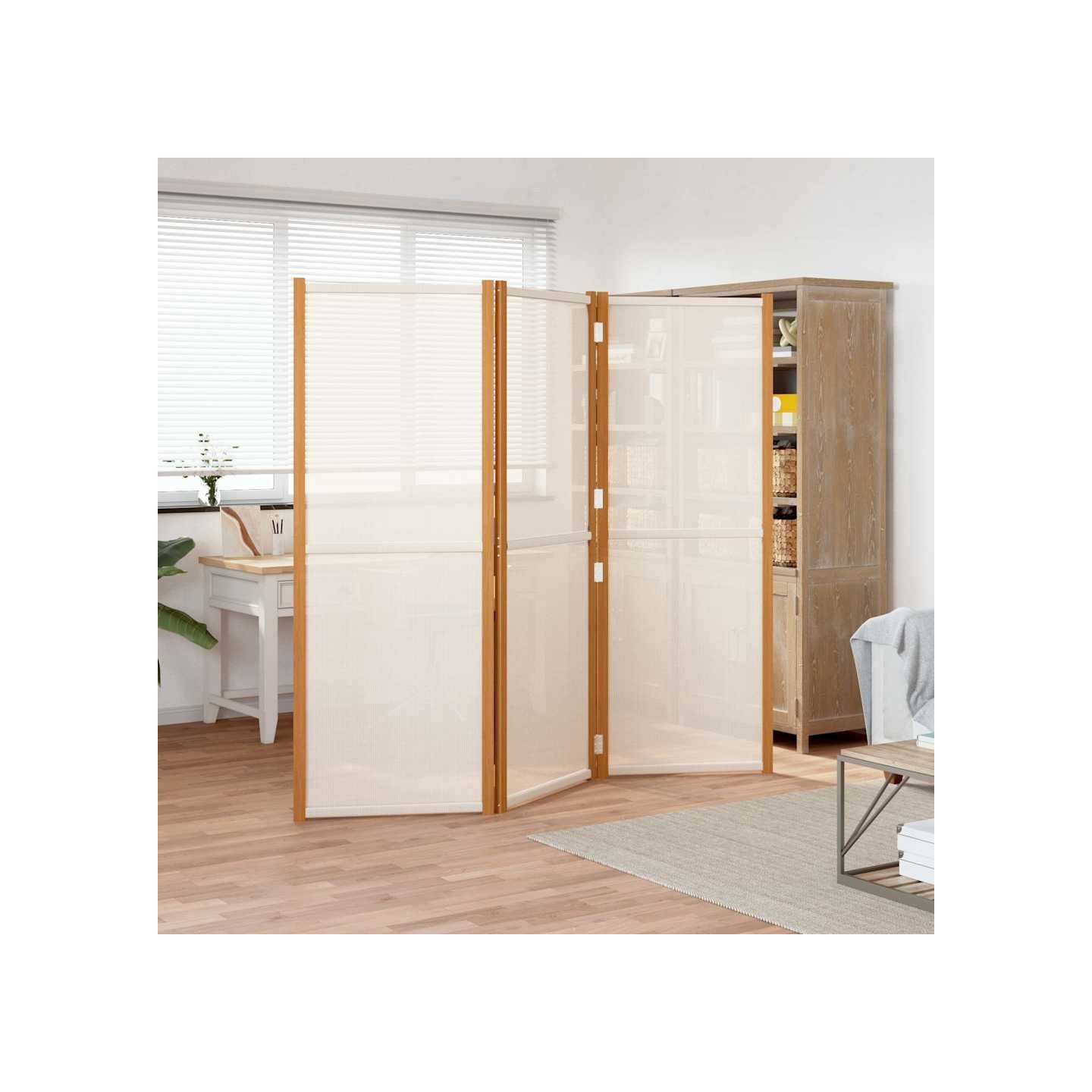 Cloison de séparation 3 panneaux Blanc crème 210x180 cm