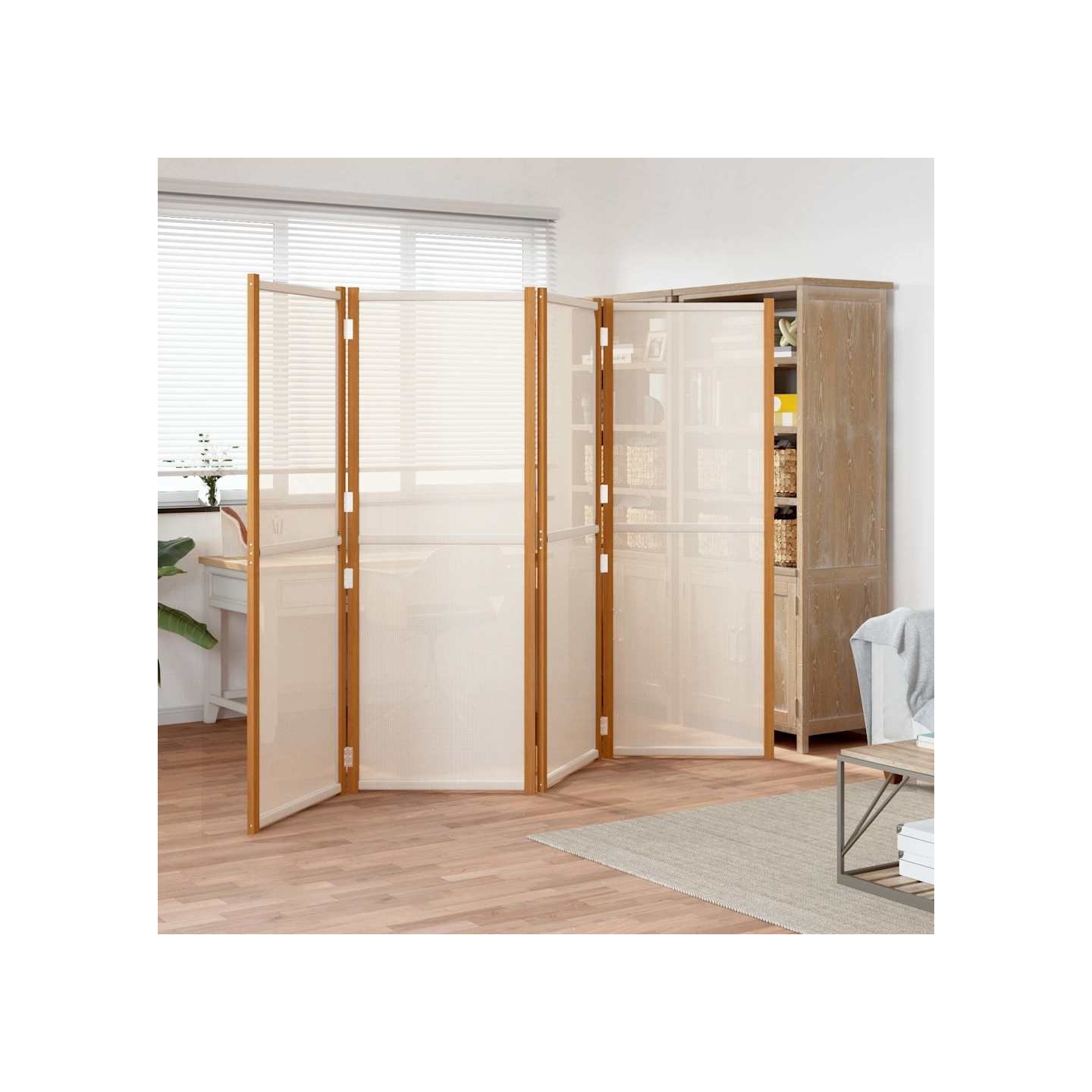 Cloison de séparation 4 panneaux Blanc crème 280x180 cm