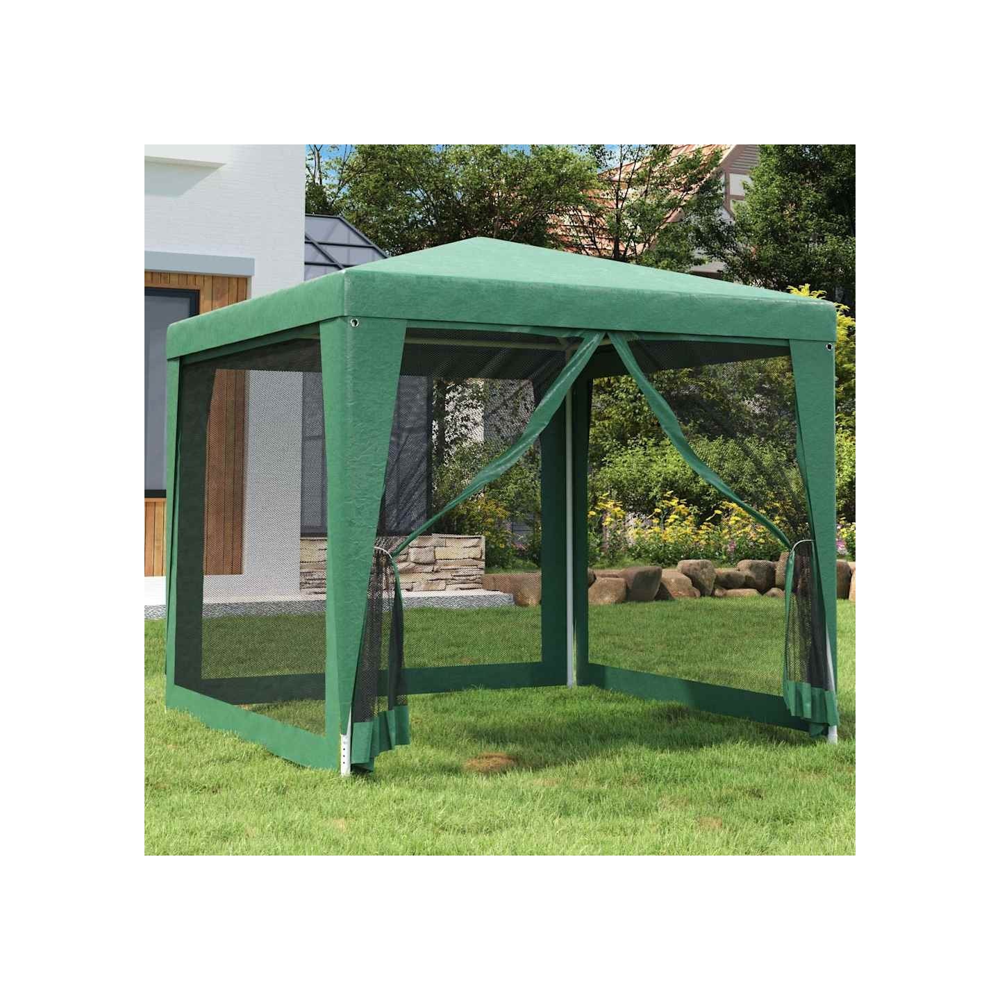 Tente de fête avec 4 parois latérales en maille Vert 2.5x2.5 m