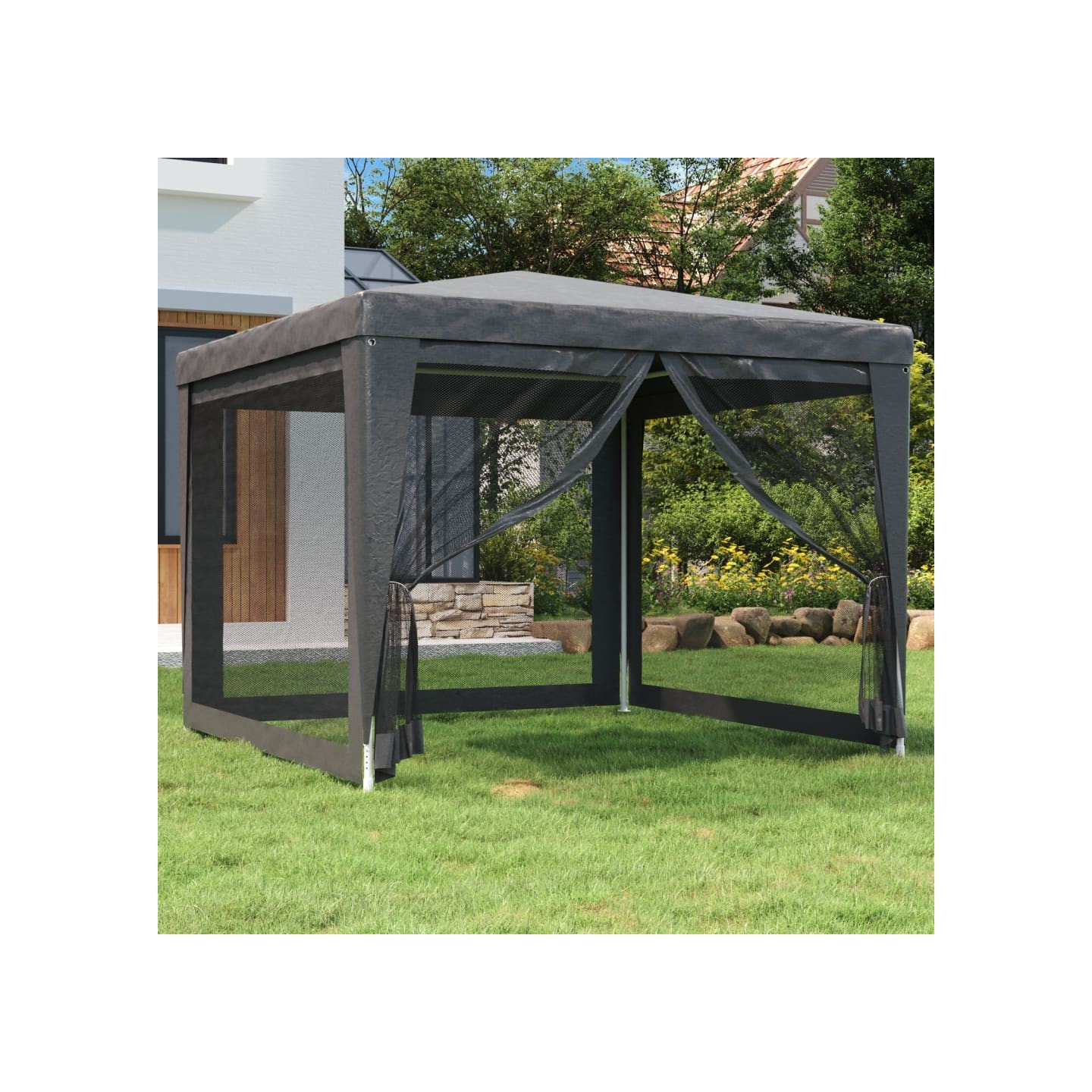 Tente de fête avec 4 parois latérales en maille Anthracite 3x3m