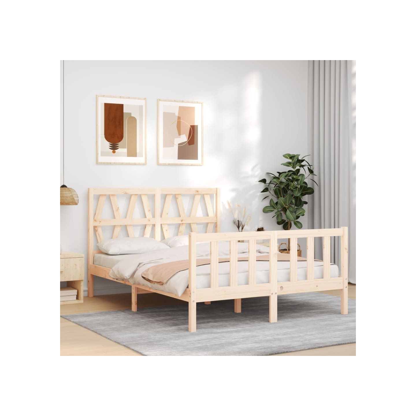 Cadre de lit sans matelas 140x200 cm bois massif de pin