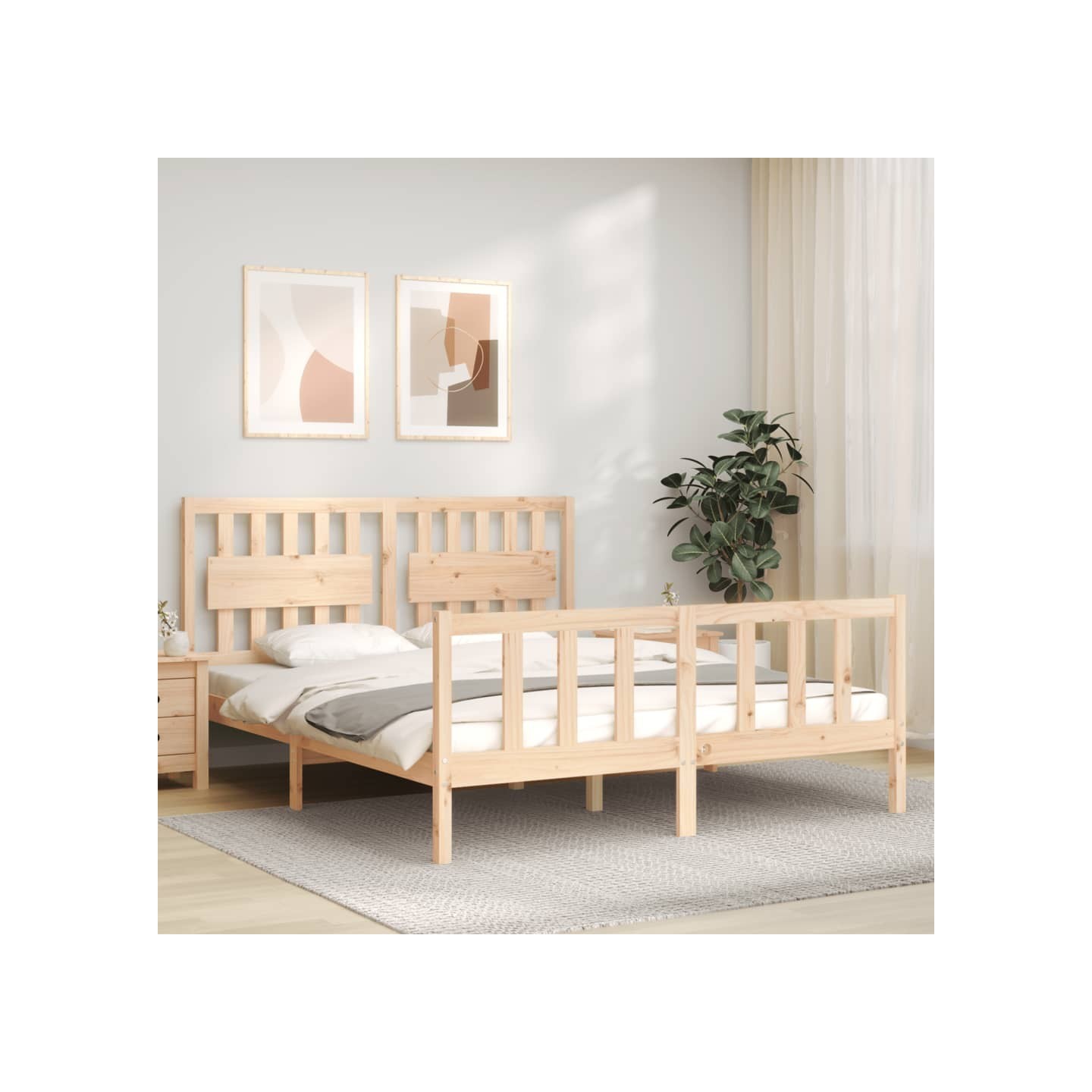 Cadre de lit sans matelas 160x200 cm bois massif de pin