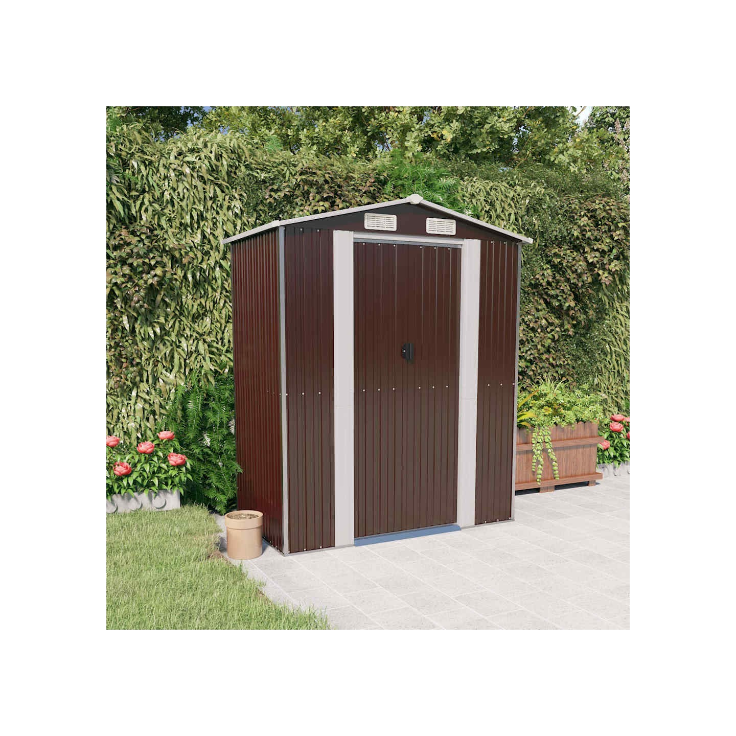 Abri de jardin Marron foncé 192x108x223 cm Métal galvanisé