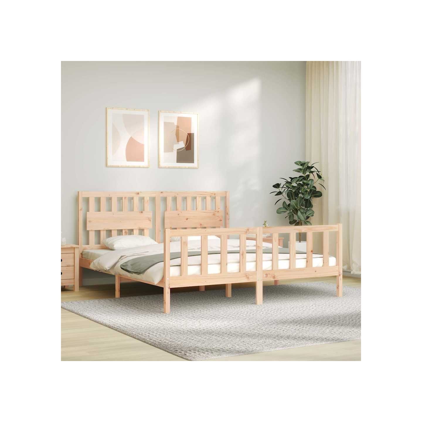 Cadre de lit sans matelas bois massif de pin