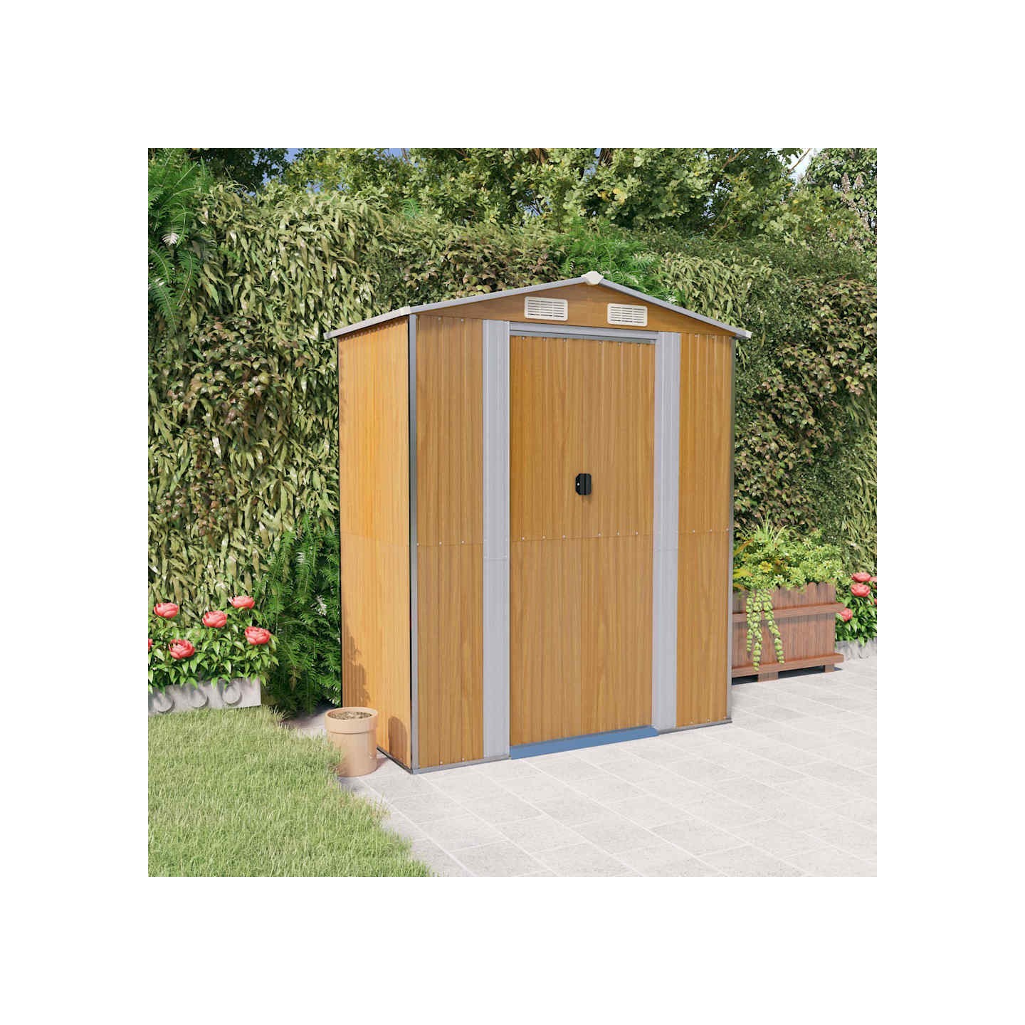 Abri de jardin Marron clair 192x108x223 cm Métal galvanisé