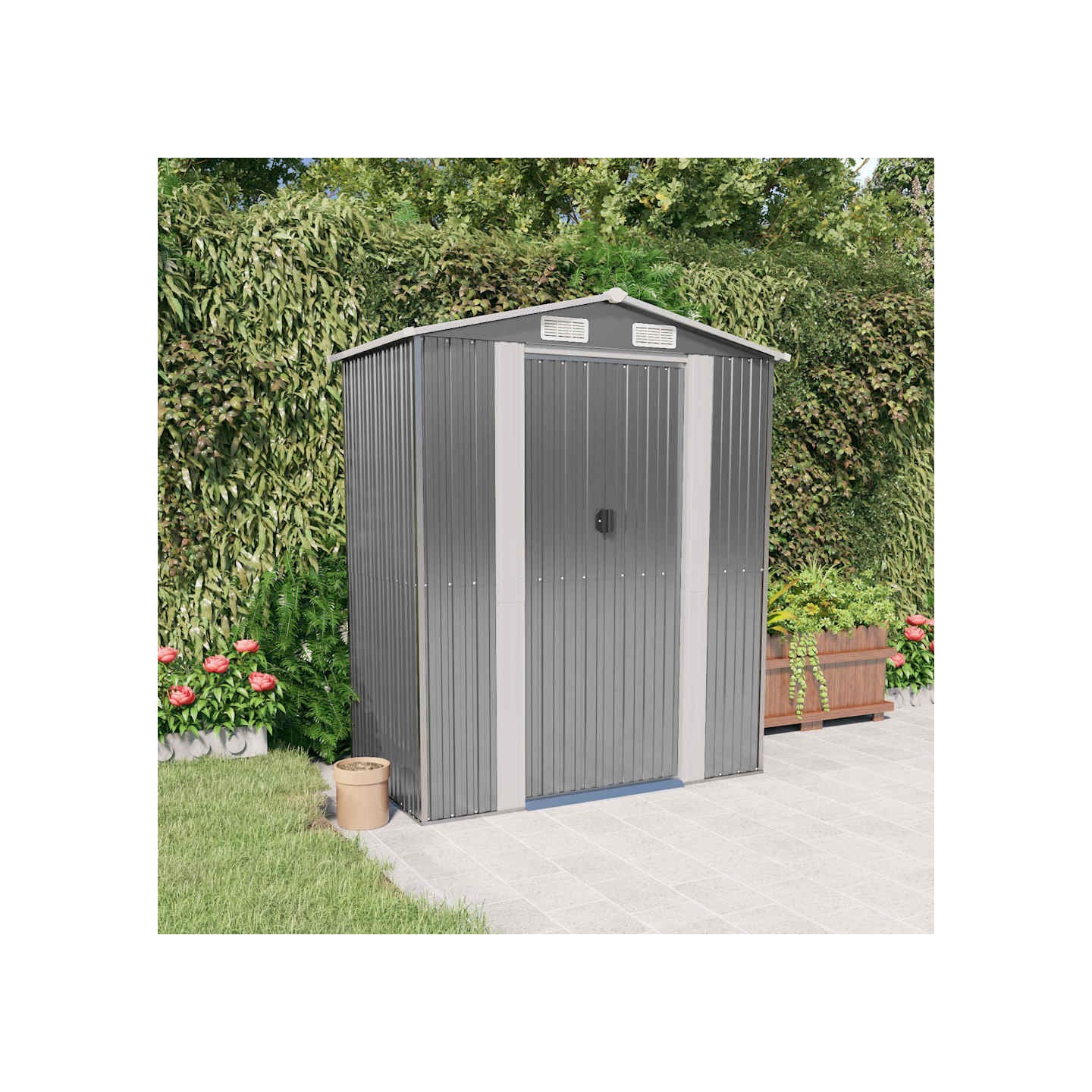 Abri de jardin Gris clair 192x108x223 cm Métal galvanisé