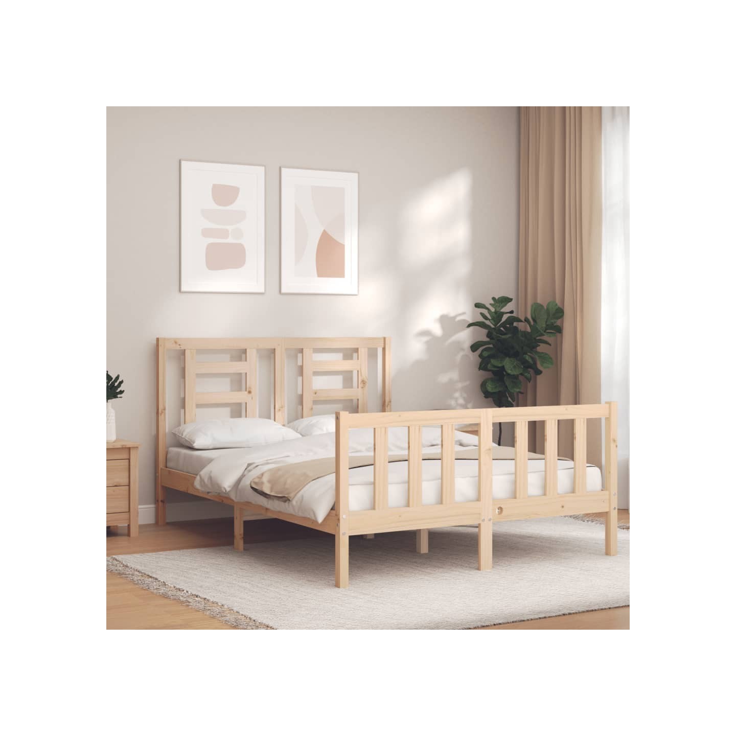 Cadre de lit sans matelas 140x200 cm bois massif de pin