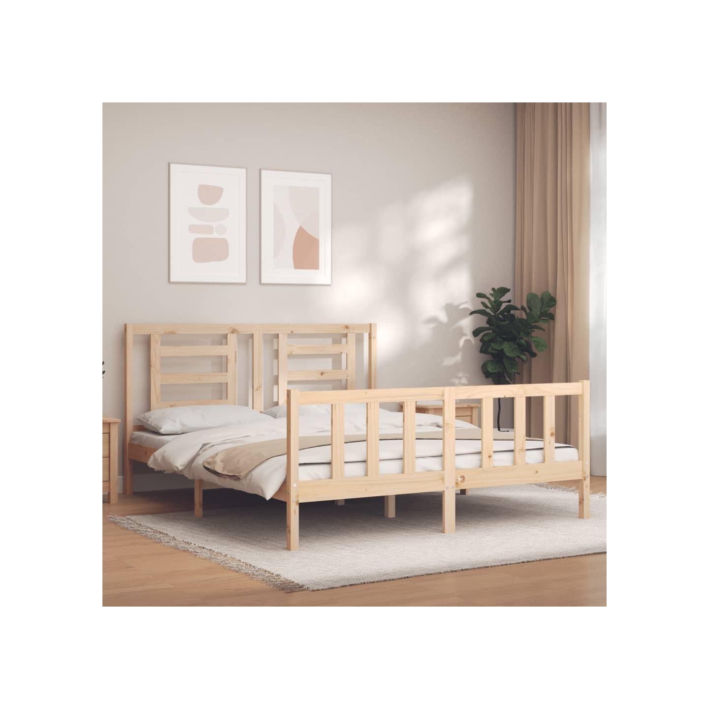 Cadre de lit sans matelas 160x200 cm bois massif de pin