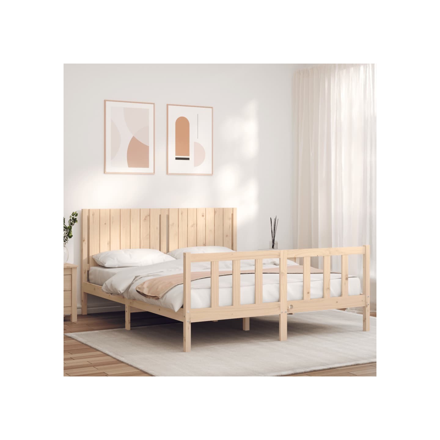 Cadre de lit sans matelas 160x200 cm bois massif de pin