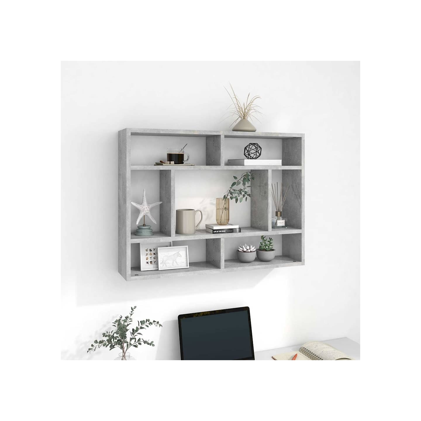 Étagère murale Gris béton 75x16x55 cm Bois d'ingénierie