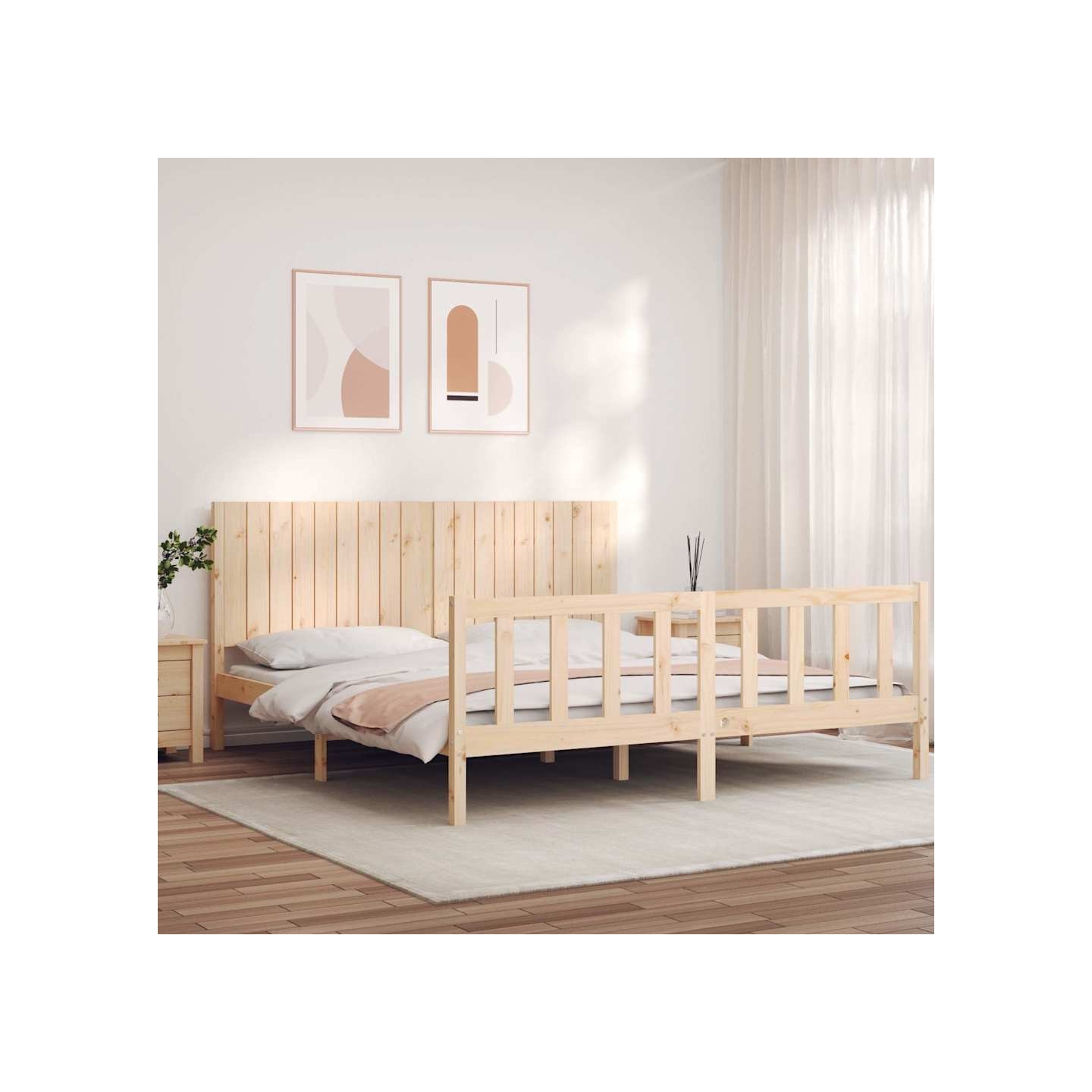 Cadre de lit sans matelas bois massif de pin