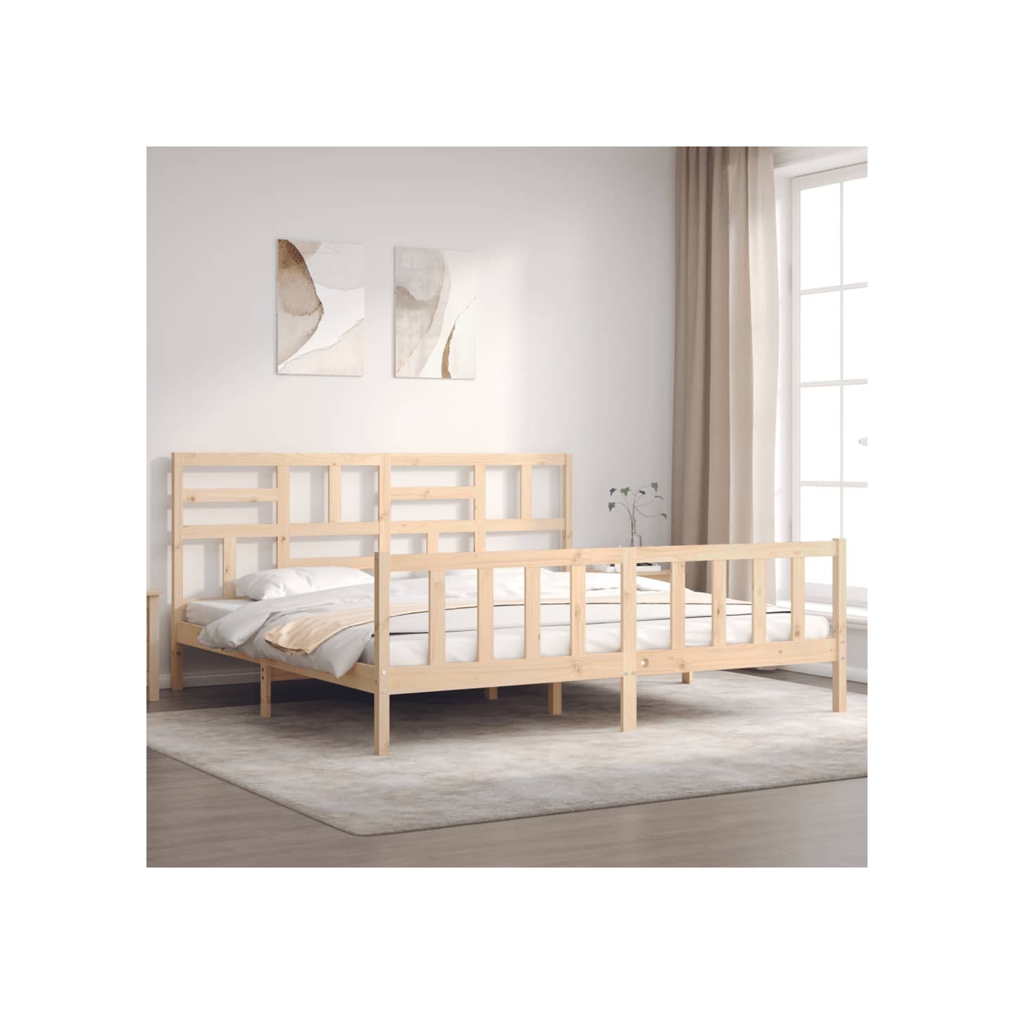 Cadre de lit sans matelas bois massif de pin