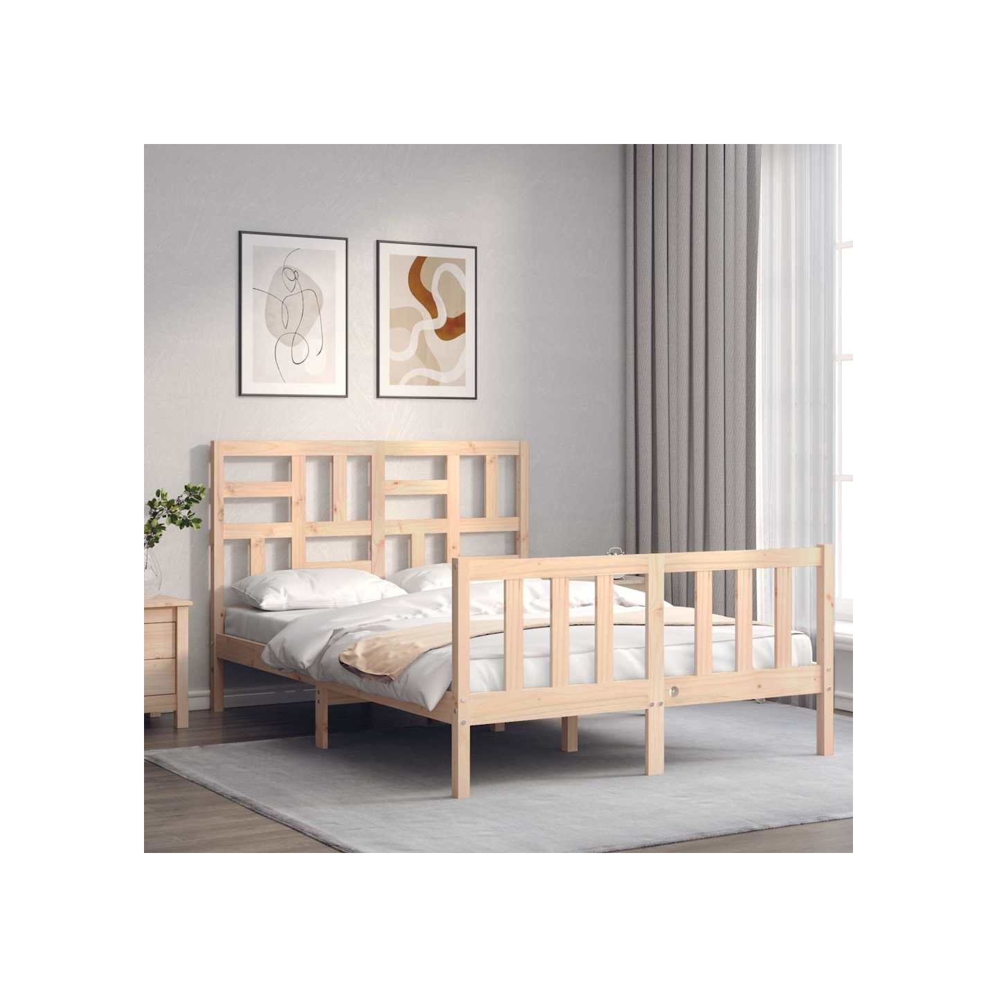 Cadre de lit sans matelas 140x200 cm bois massif de pin