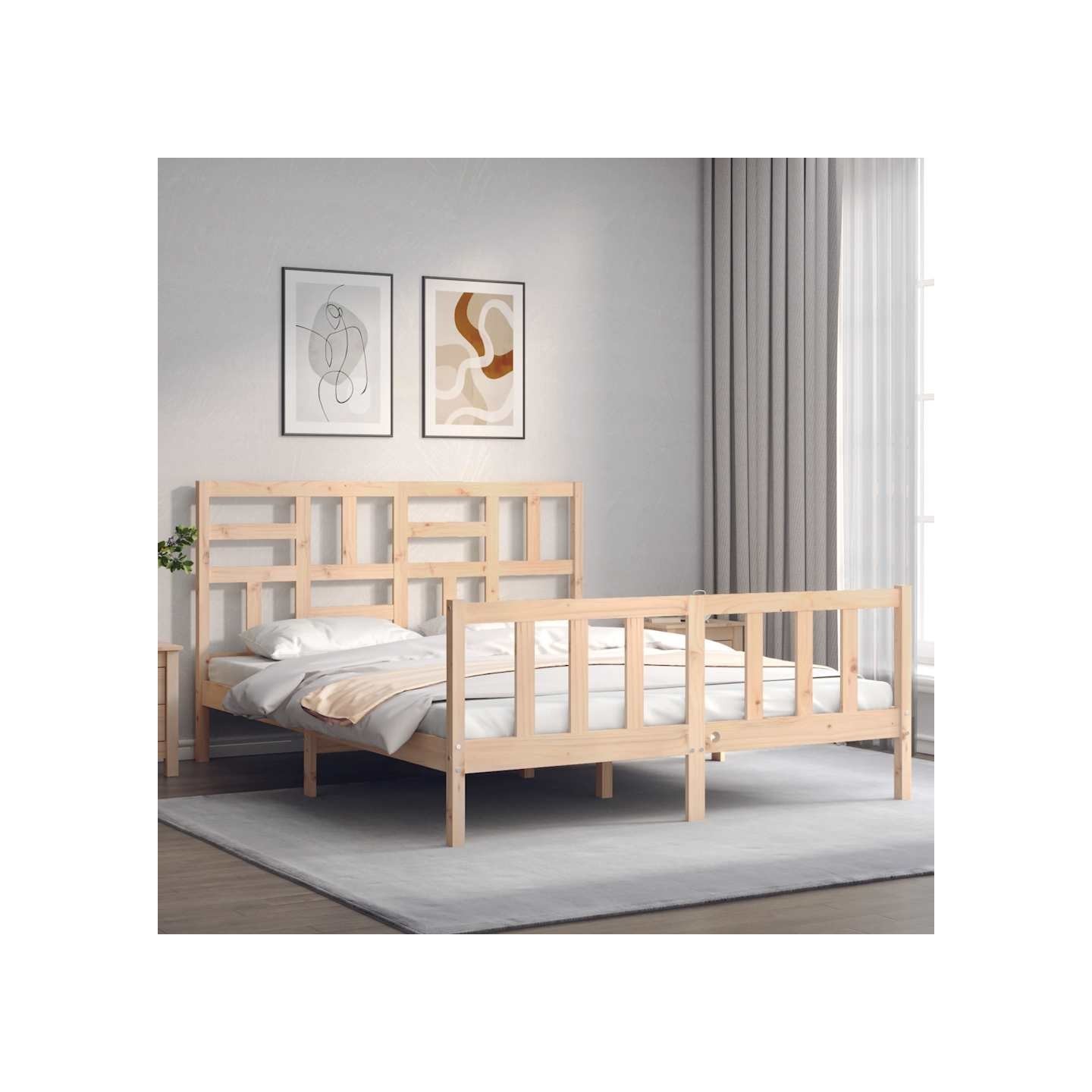 Cadre de lit sans matelas 160x200 cm bois massif de pin