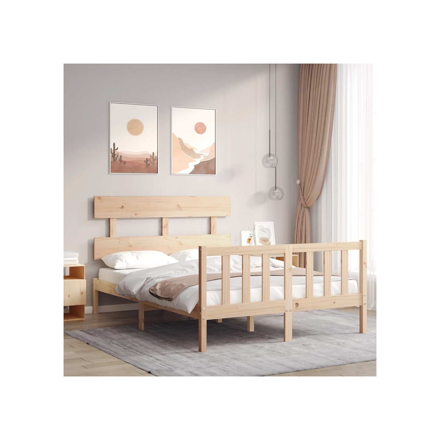Cadre de lit sans matelas 140x200 cm bois massif de pin