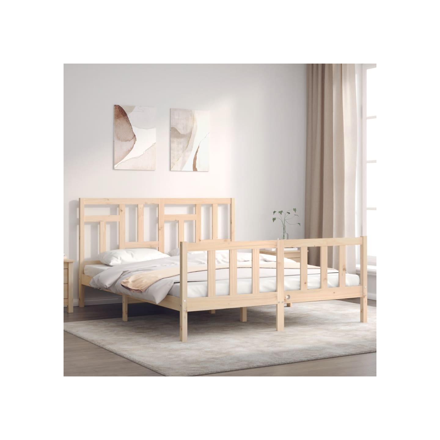 Cadre de lit sans matelas 160x200 cm bois massif de pin