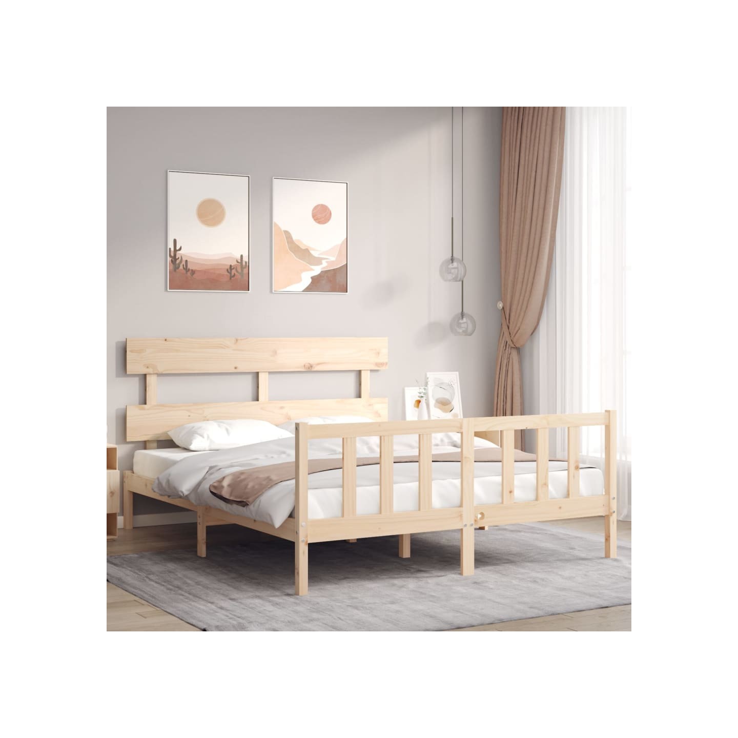 Cadre de lit sans matelas 160x200 cm bois massif de pin