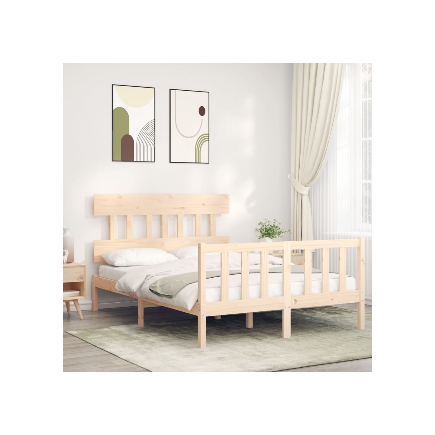Cadre de lit sans matelas 140x200 cm bois massif de pin