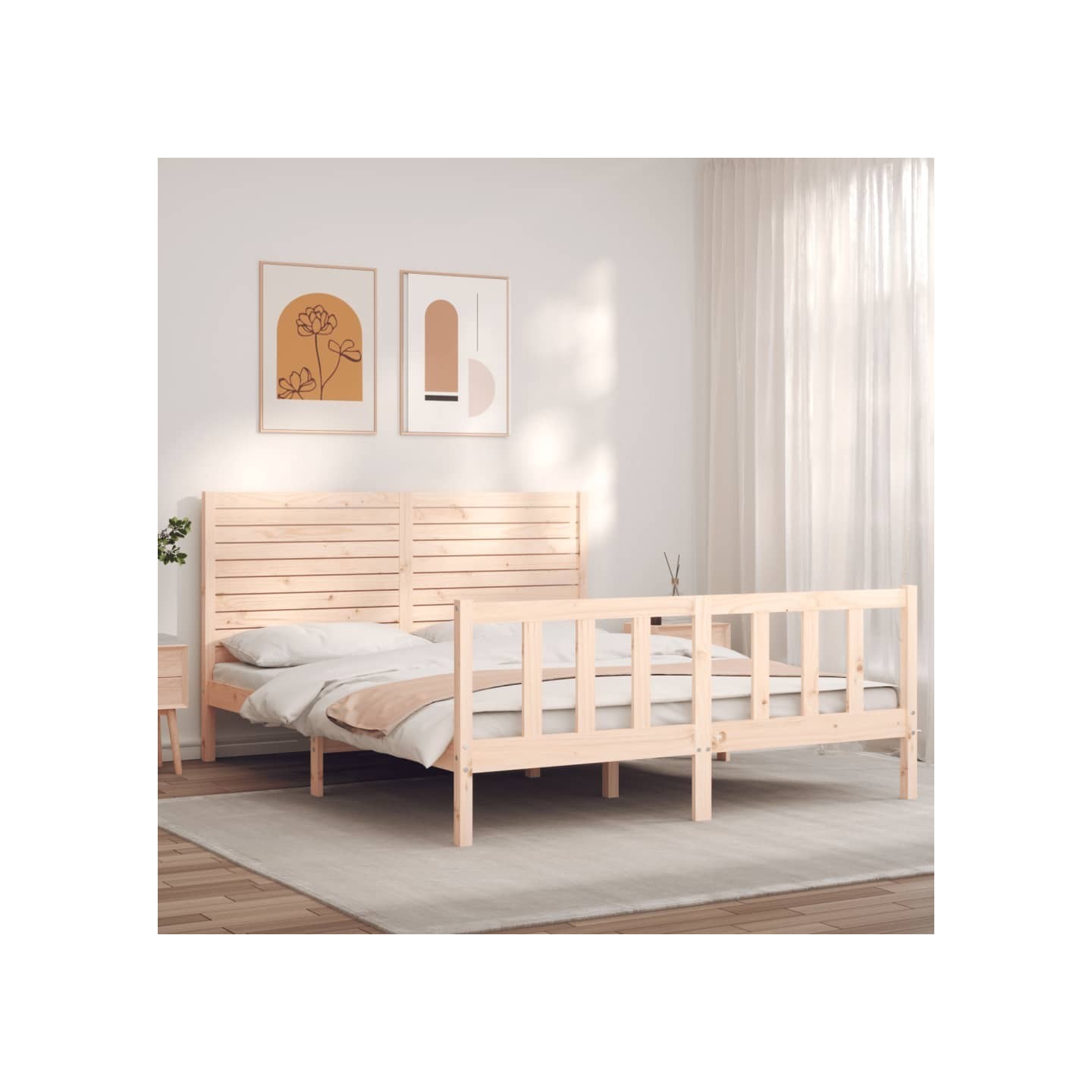 Cadre de lit sans matelas 160x200 cm bois massif de pin
