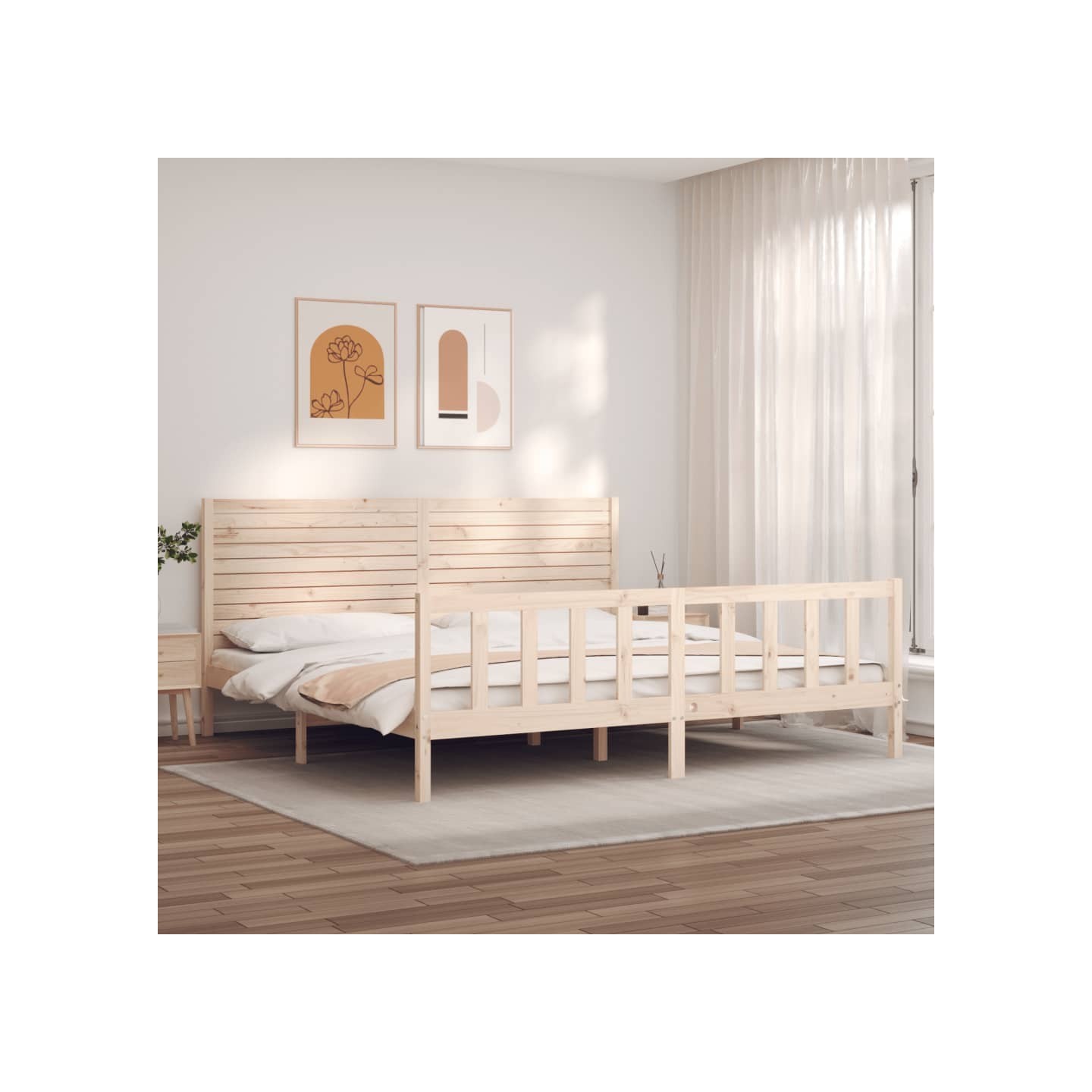 Cadre de lit sans matelas bois massif de pin