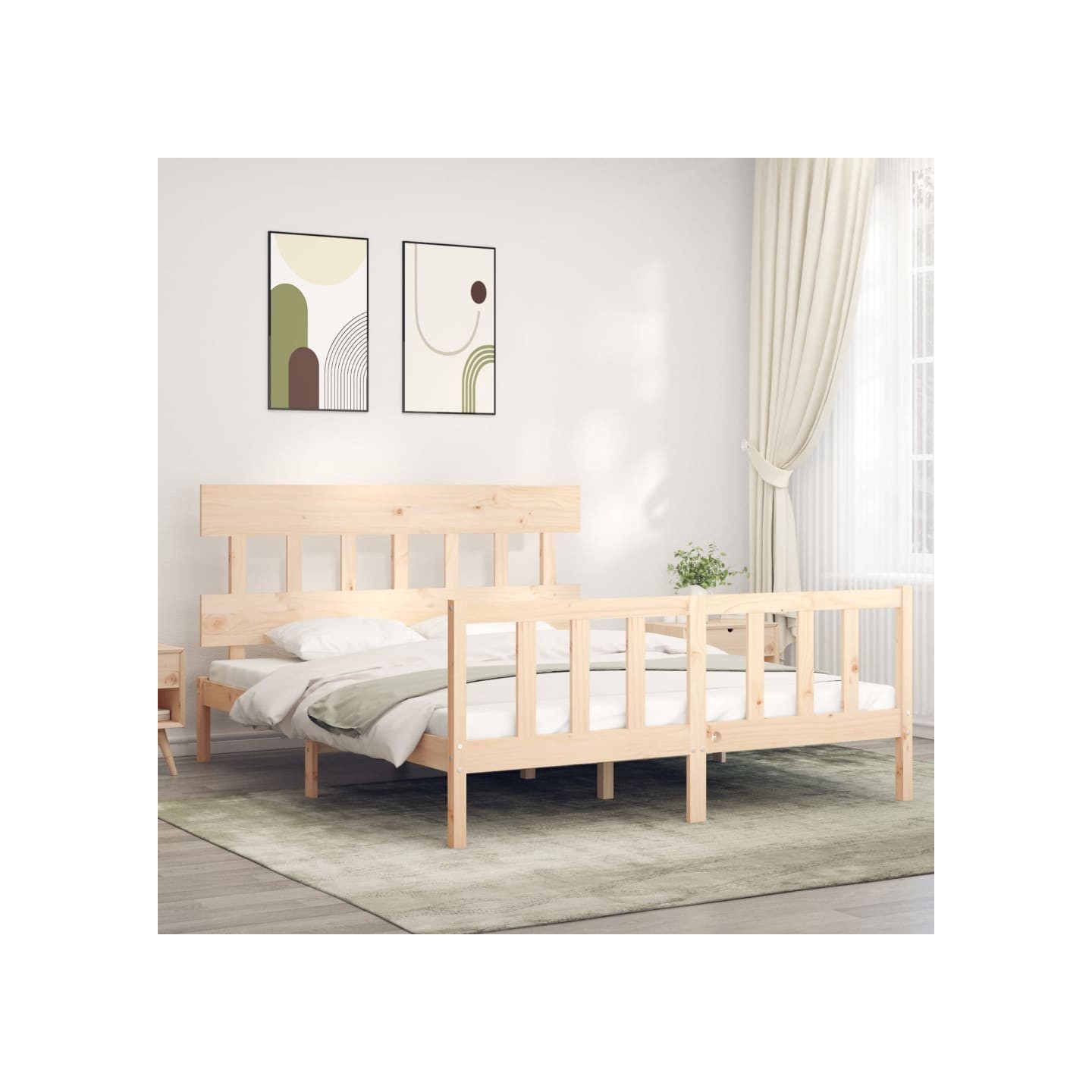 Cadre de lit sans matelas 160x200 cm bois massif de pin