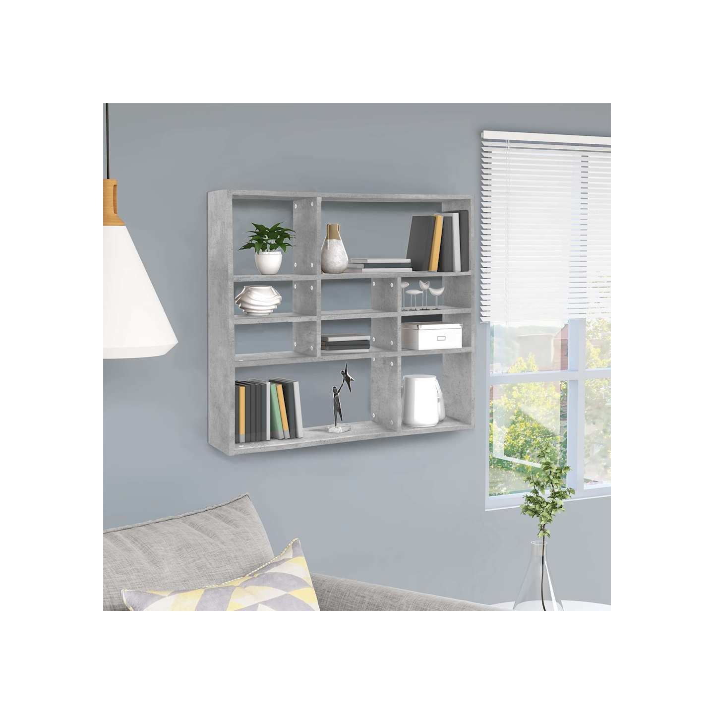 Étagère murale Gris béton 90x16x78 cm Bois d’ingénierie