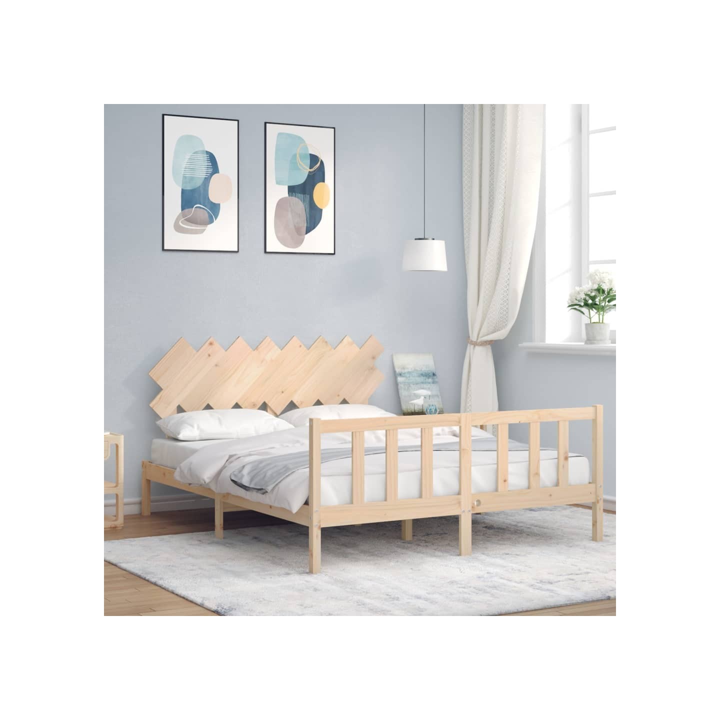 Cadre de lit sans matelas 160x200 cm bois massif de pin