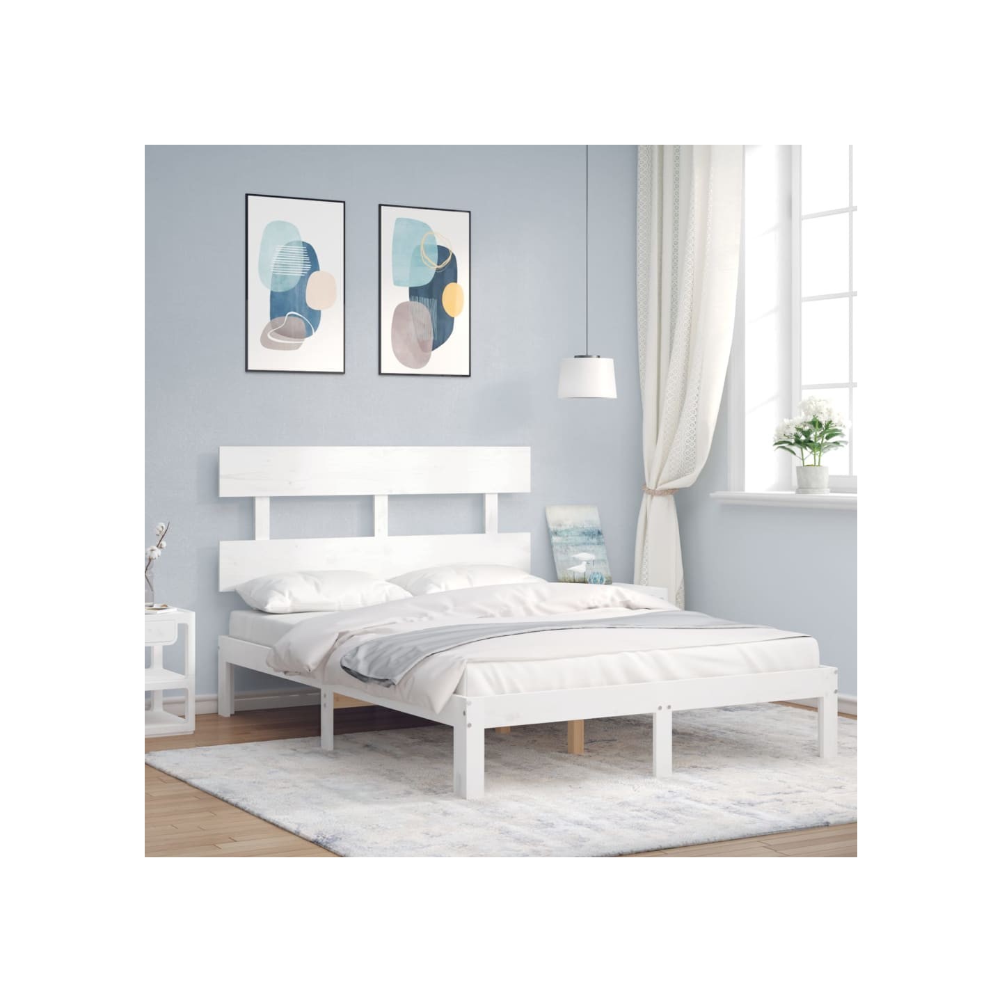 Cadre de lit sans matelas blanc 120x200 cm bois de pin massif