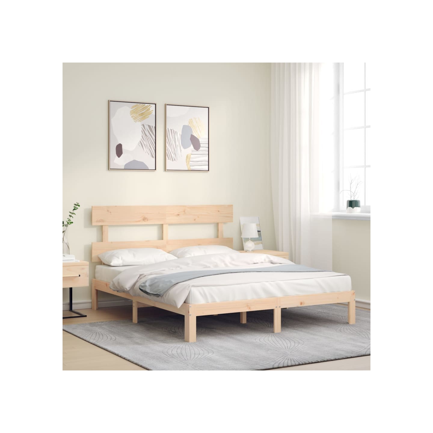 Cadre de lit sans matelas 160x200 cm bois massif de pin