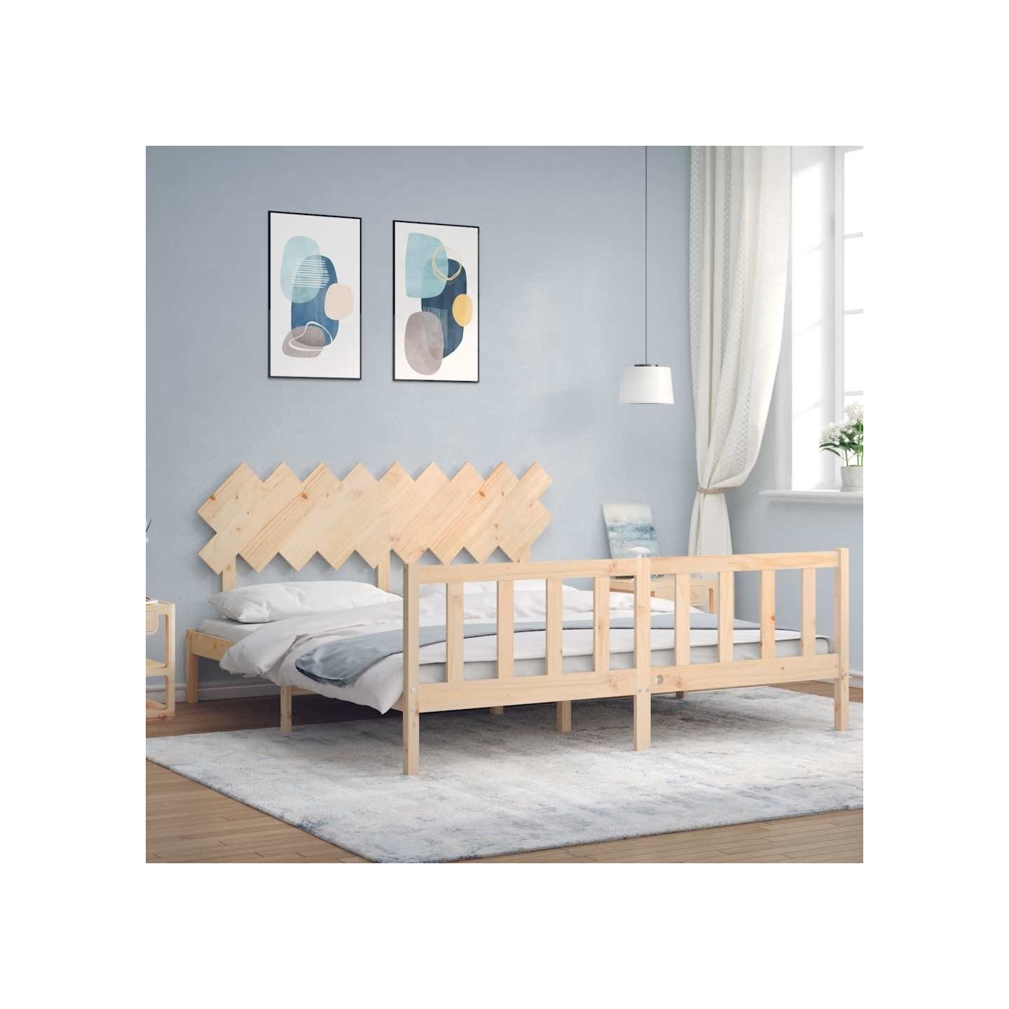 Cadre de lit sans matelas bois massif de pin
