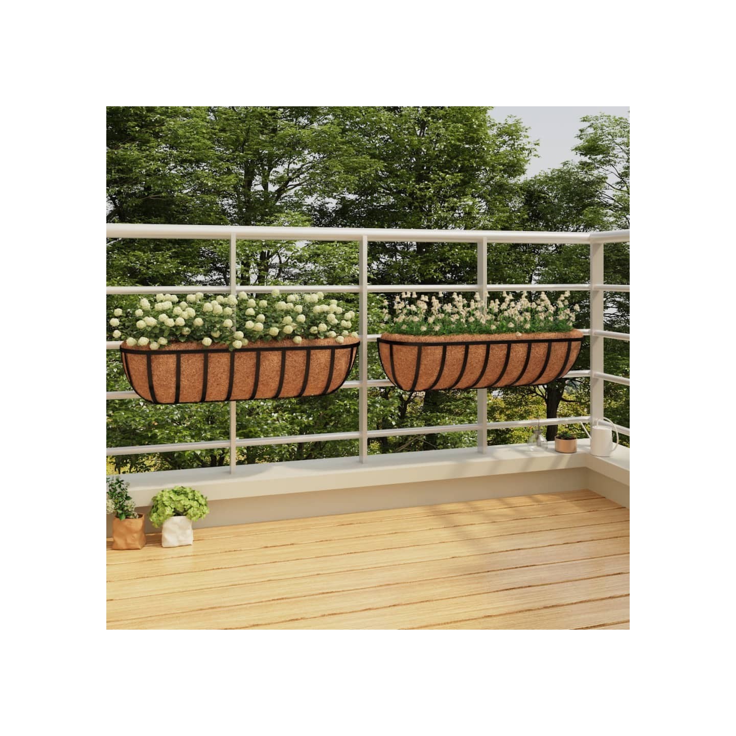 Jardinières murales 2 pcs en coco noir 76x21x16 cm acier