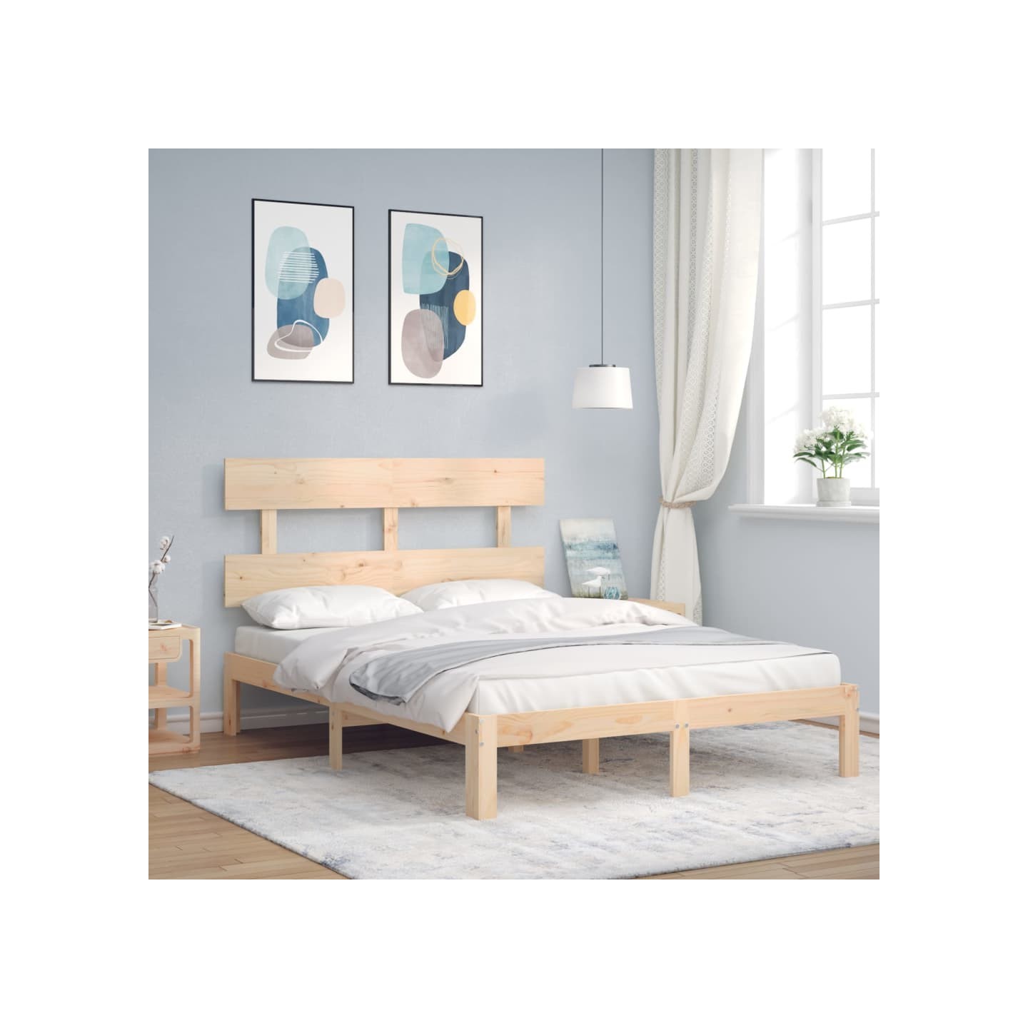Cadre de lit sans matelas bois de pin massif