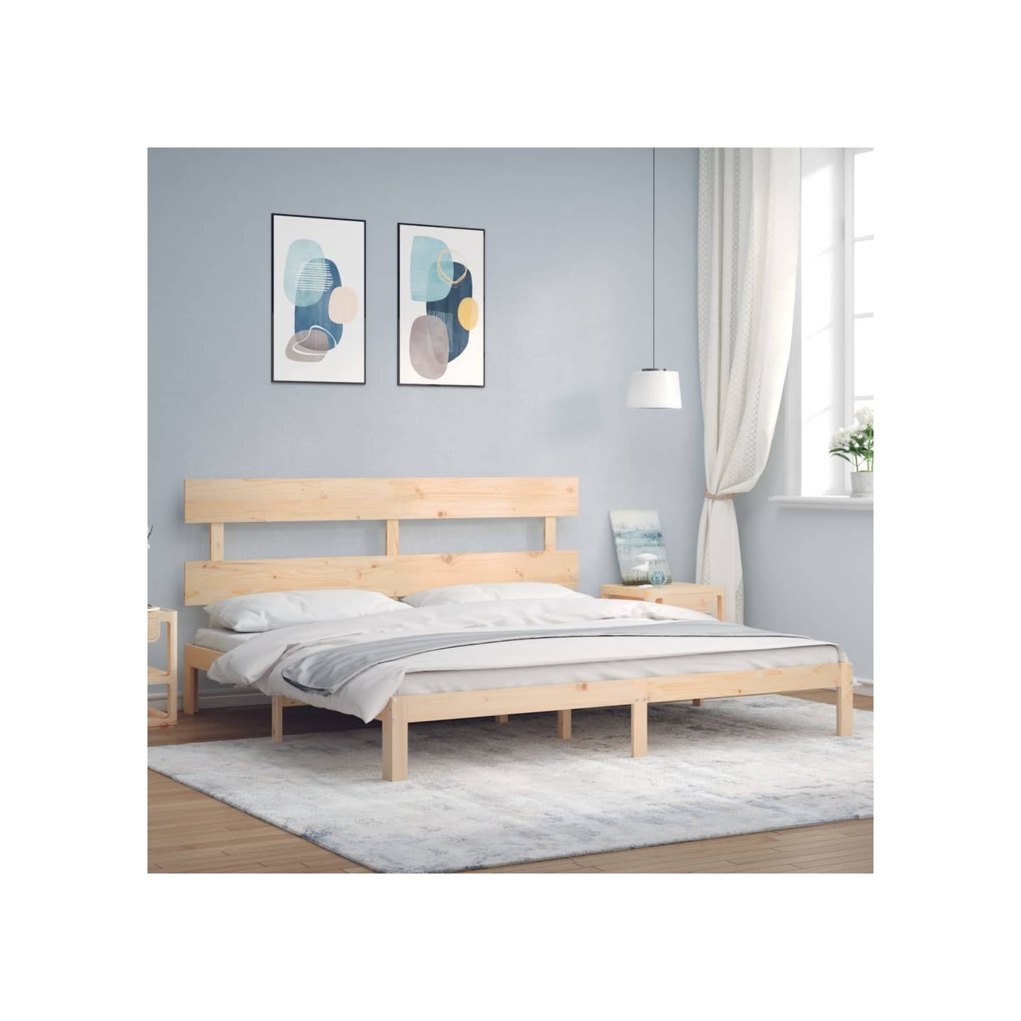 Cadre de lit sans matelas 200x200 cm bois massif de pin