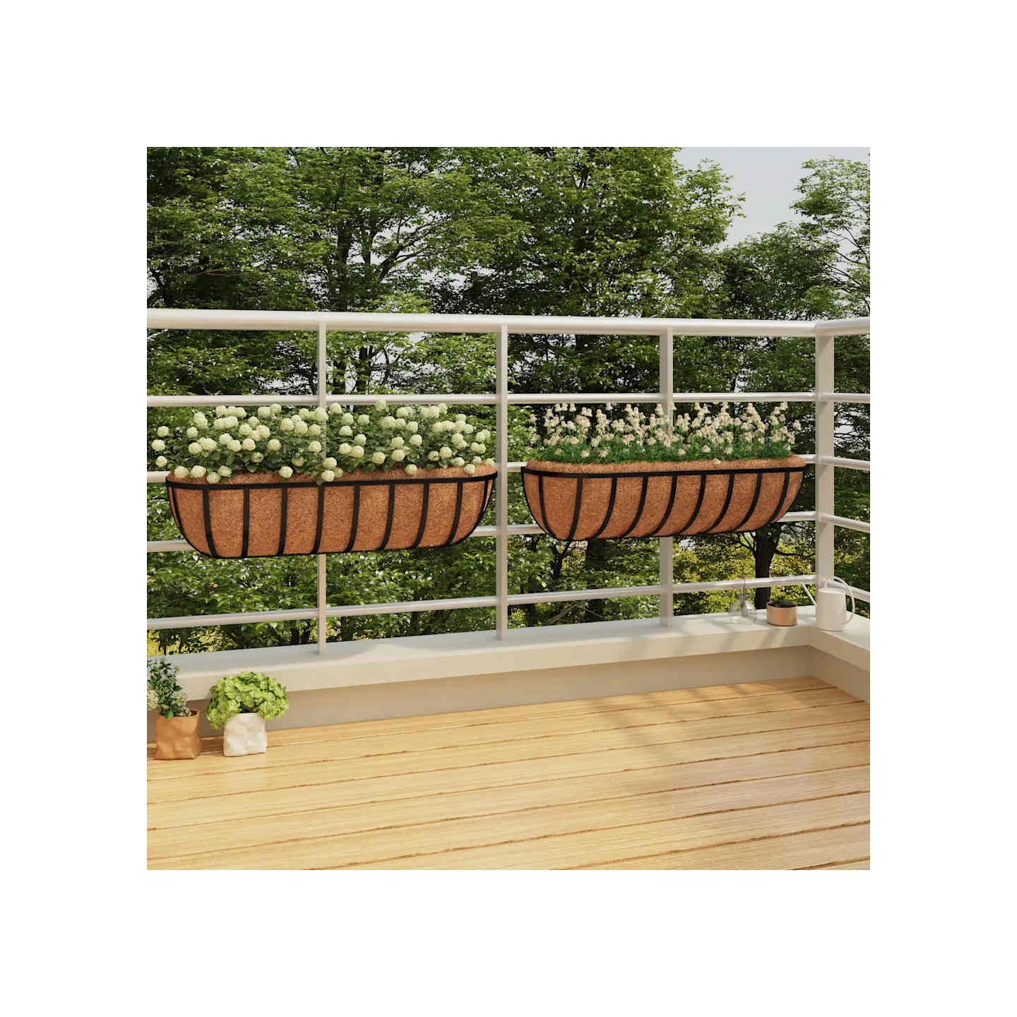 Jardinières murales 2 pcs en coco noir 61x19x16 cm acier