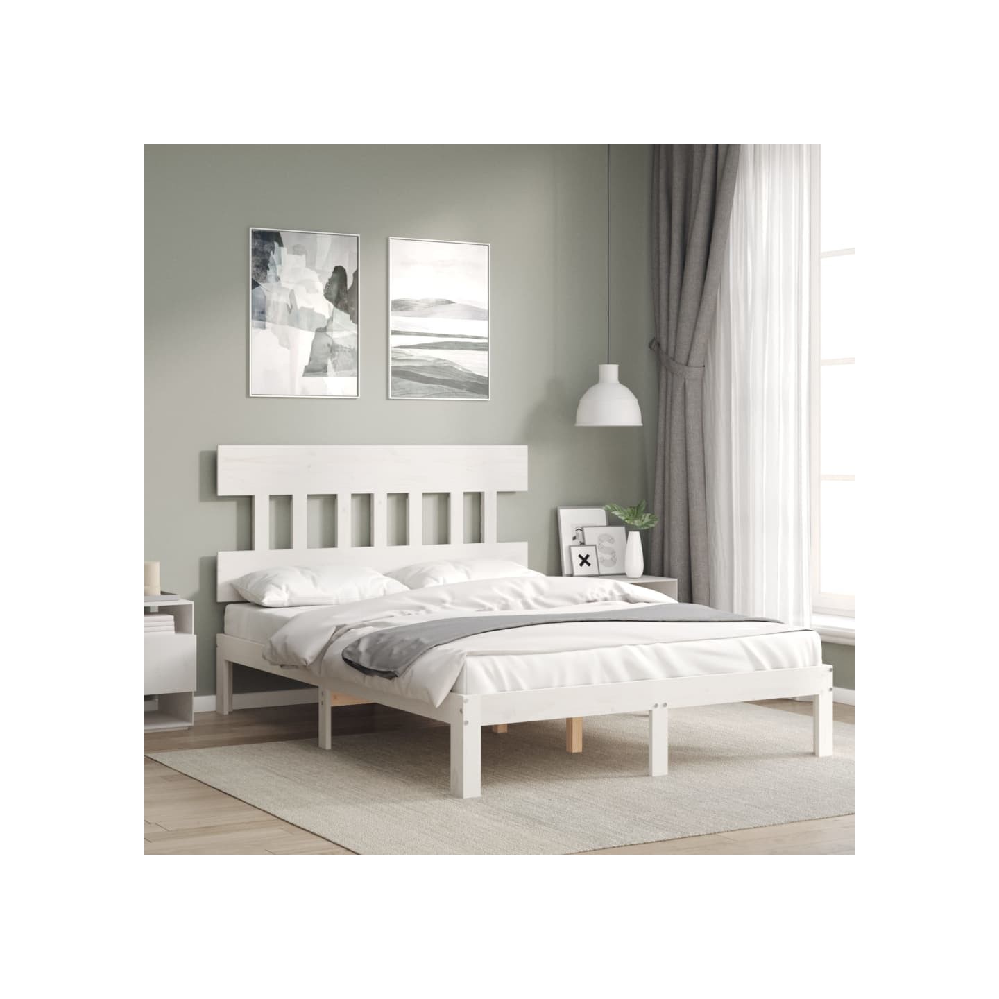 Cadre de lit sans matelas blanc 140x200 cm bois de pin massif