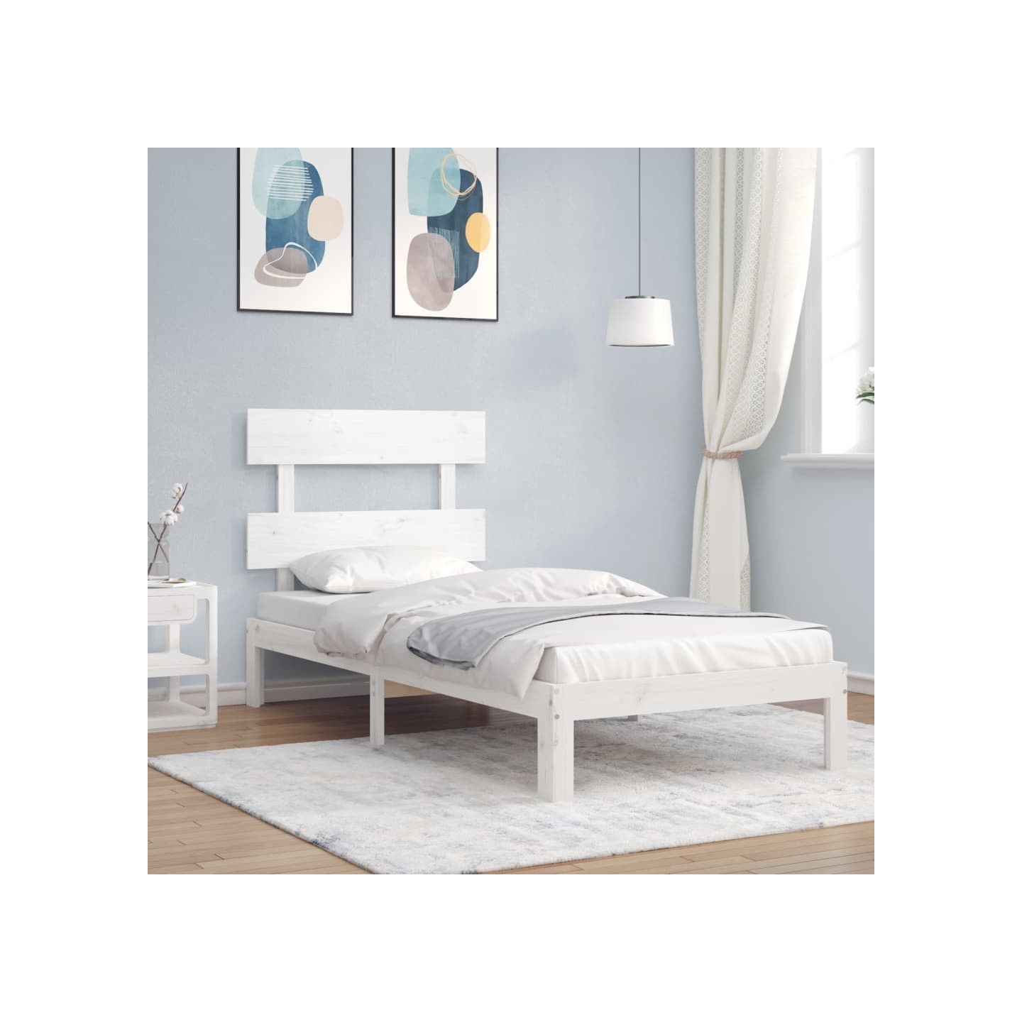Cadre de lit sans matelas blanc 90x200 cm bois de pin massif