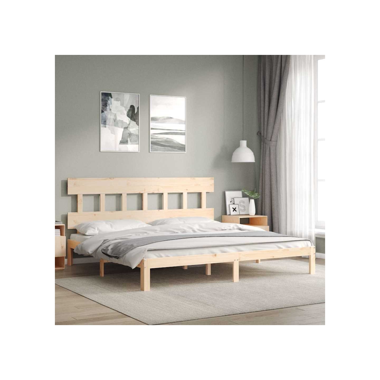 Cadre de lit sans matelas 200x200 cm bois massif de pin