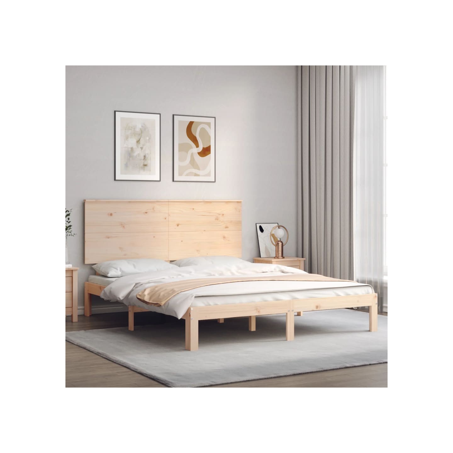 Cadre de lit sans matelas bois de pin massif