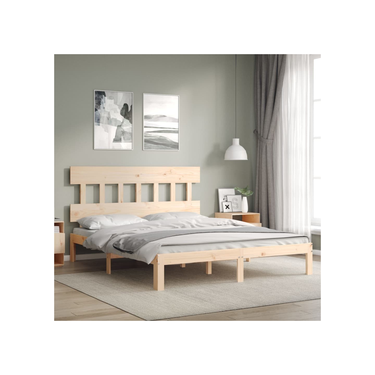 Cadre de lit sans matelas 160x200 cm bois massif de pin