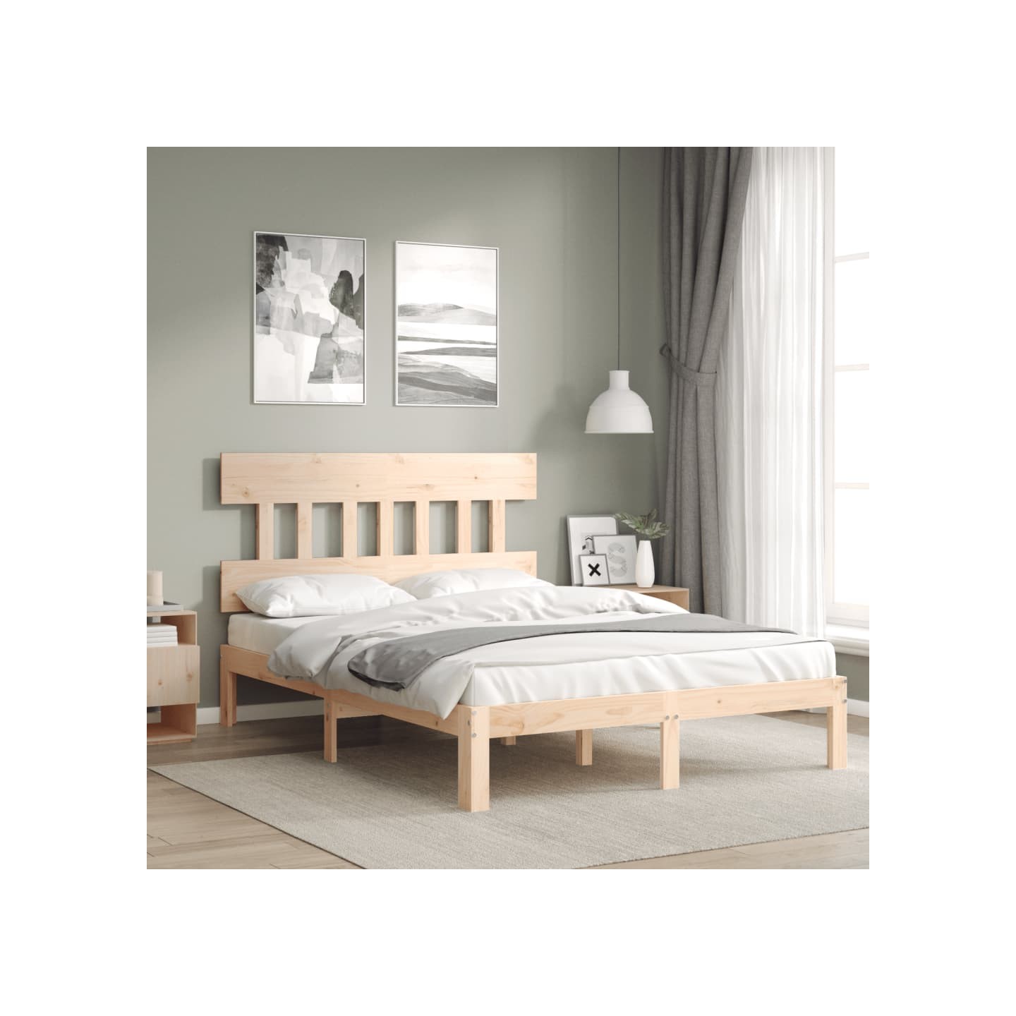 Cadre de lit sans matelas 140x200 cm bois massif de pin